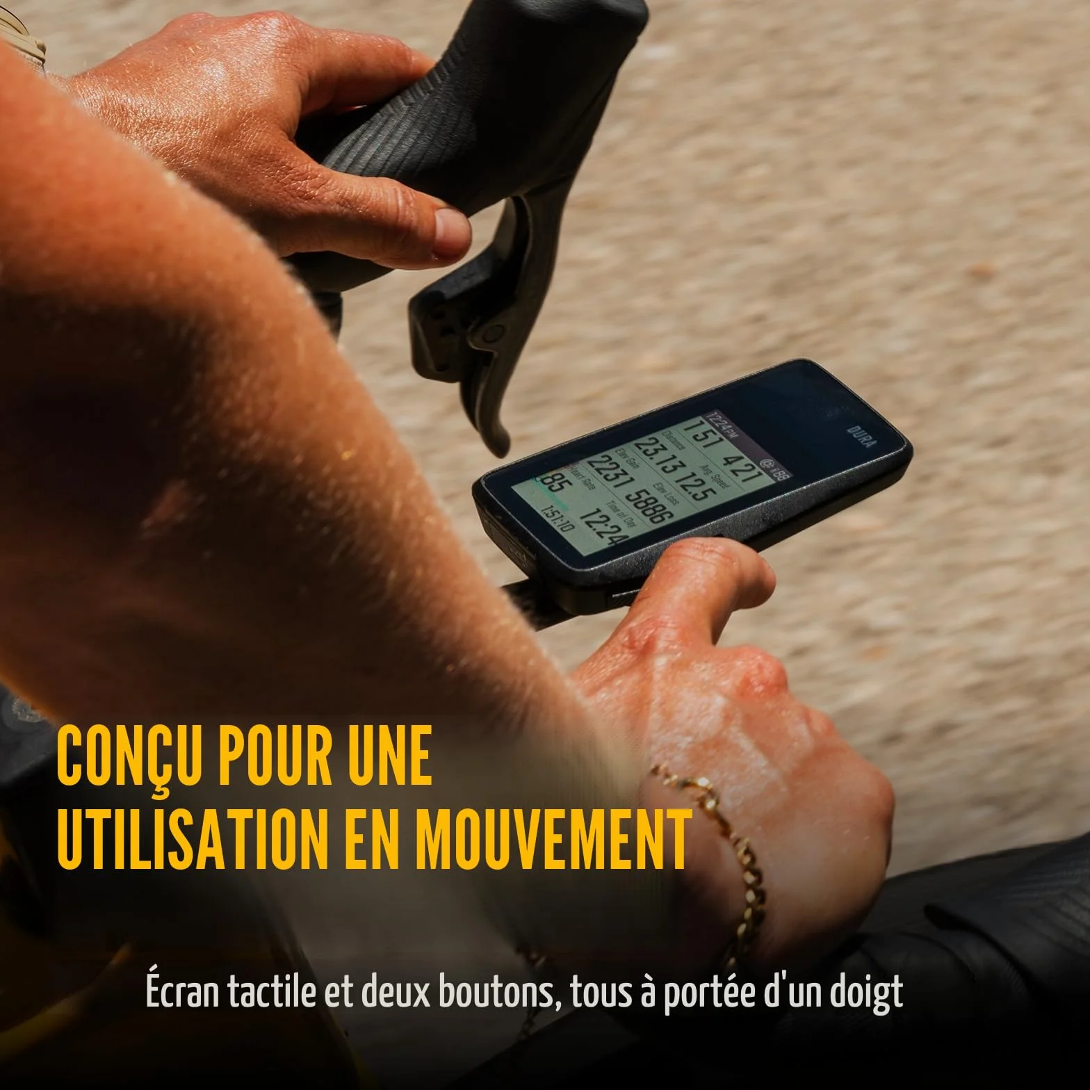 COROS DURA Compteur Vélo Solaire, 120 Heures d'autonomie GPS, Recharge Solaire, écran Tactile Couleur MIP de 2,7", synchronisation Rapide des données, Navigation Turn-by-Turn, GPS vélo