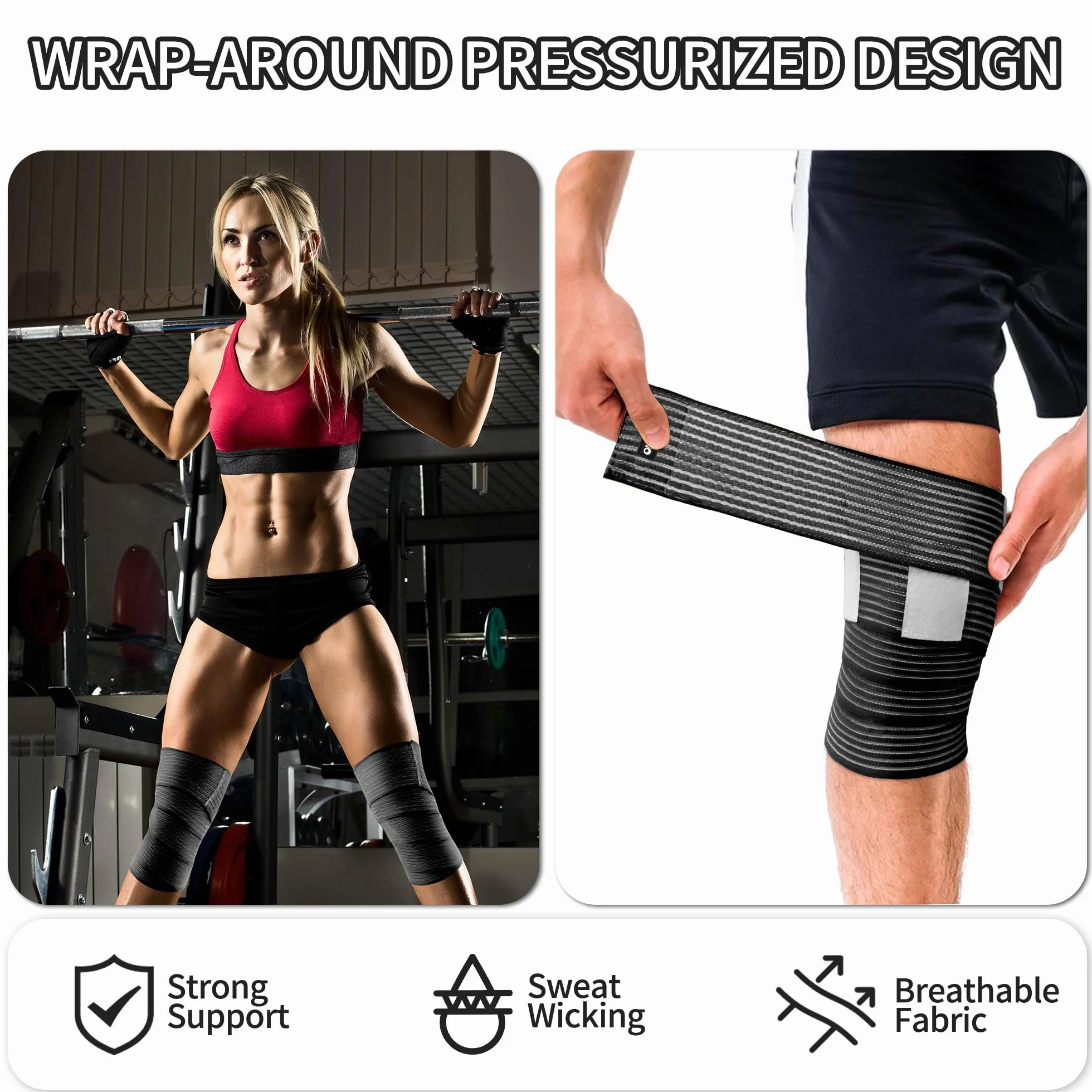 ONTYZZ Bandage du Genou Coude Support Veau Haute Élasticité Compression de la Cuisse Bandage du Poignet Attelle de Cheville pour Sport Gymnase Course S'accroupir Entraînement