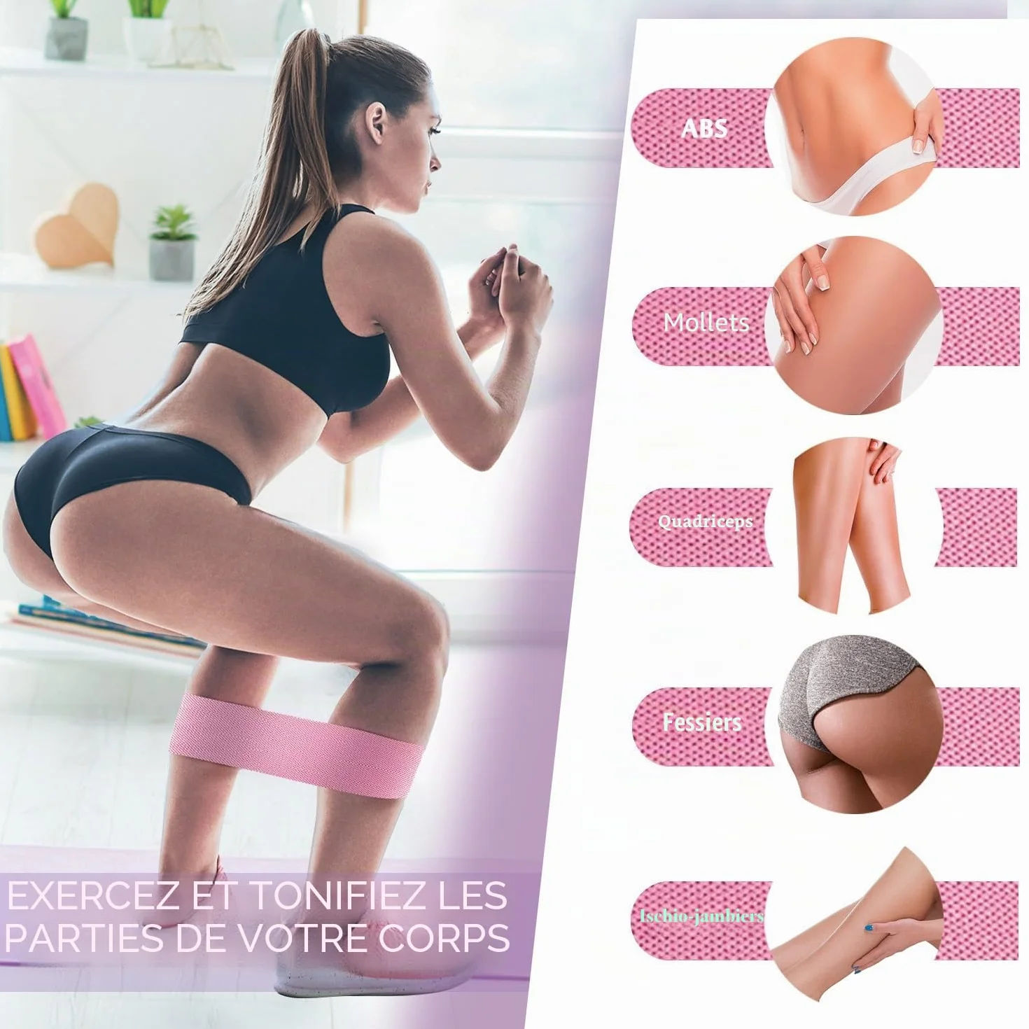 Bande Élastique Musculation Fitness en Tissu, Bande de Résistance pour Femme/Homme, Sport Entraînement