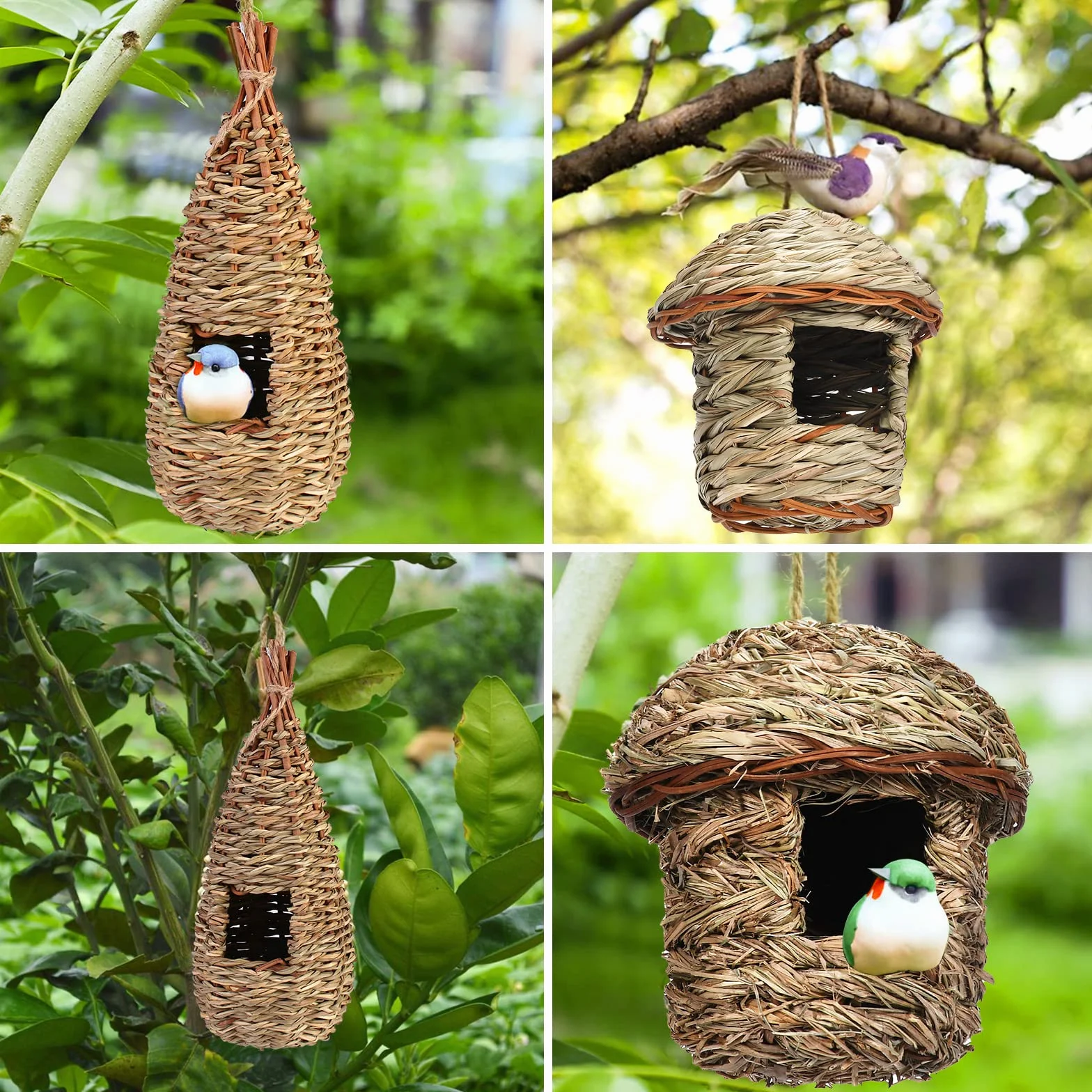 Cabane Oiseaux Tissé À La Main, Nichoir Exterieur pour Perruche, Colibri, Mesange