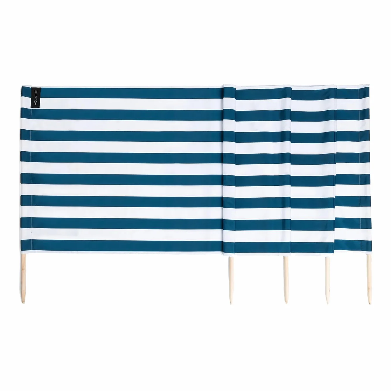 AQUASTIC Pare-Vent de Plage 4 m - Polyester avec piquets en Bois d'eucalyptus - 80 x 400 cm - Pliable avec Sac de Transport - pour la Plage et Le Camping