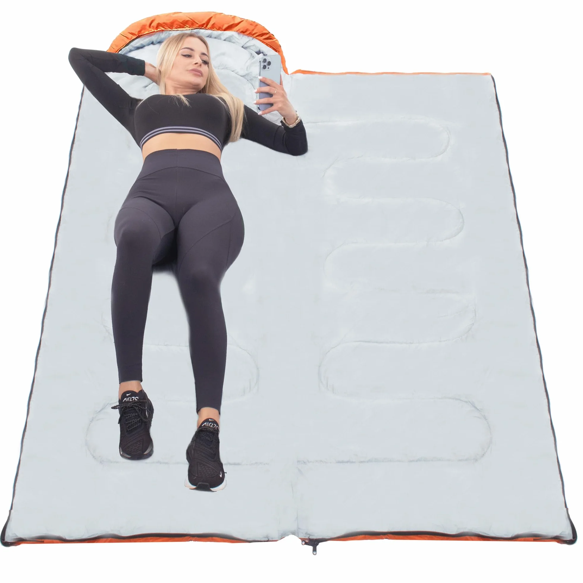 SPRINGOS Mumie Sac de Couchage, 73 x 210 cm, avec Sac de Rangement, pour randonnée, Pique-Nique, Camping, Festival, avec Capuche