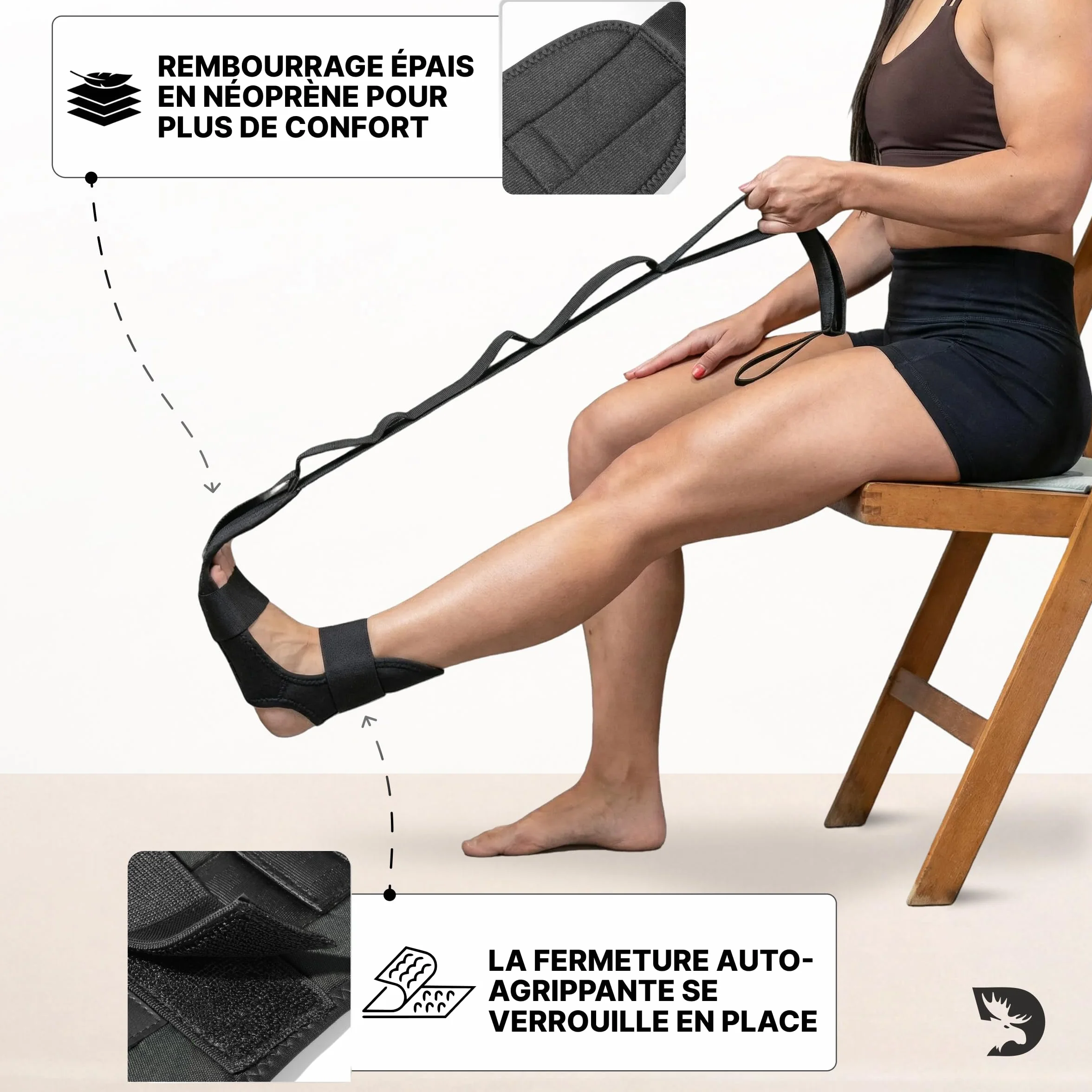 DMoose Étireur de Fascia de Yoga avec Sangle de Yoga - Étirement du Fascia, Mollet et du Pied pour Fasciite Plantaire, Tension Musculaire, Blessure de la Cheville - Bande d'Entraînement Muscles Jambes