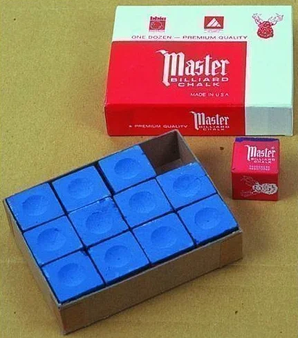 Original USA Billard Chalk, 12 pièces en Carton (Bleu/Vert/Rouge/Gris)