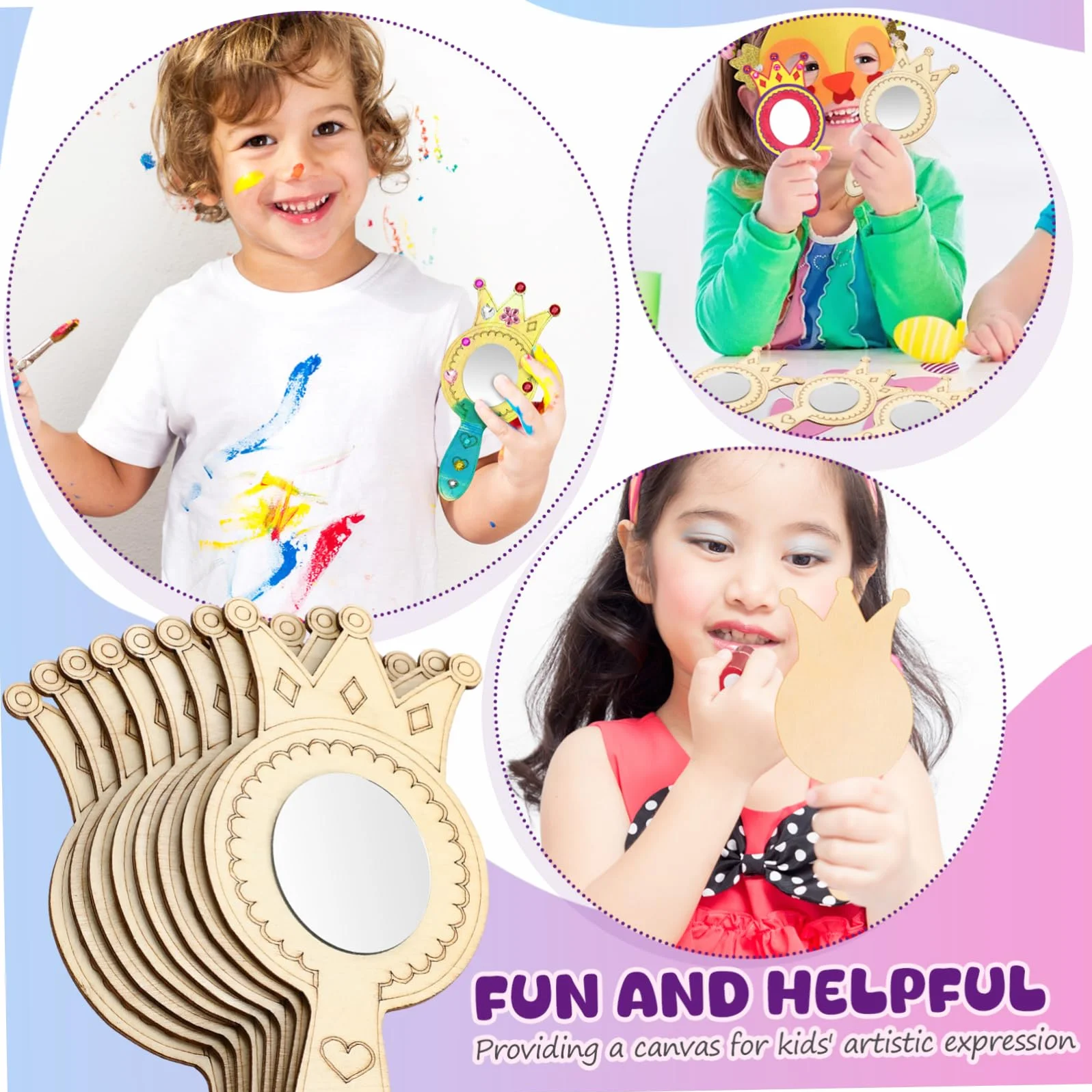 SHINEOFI Kit De Bricolage Miroirs Bois Accessoires Décoratifs Pour Activités Manuelles