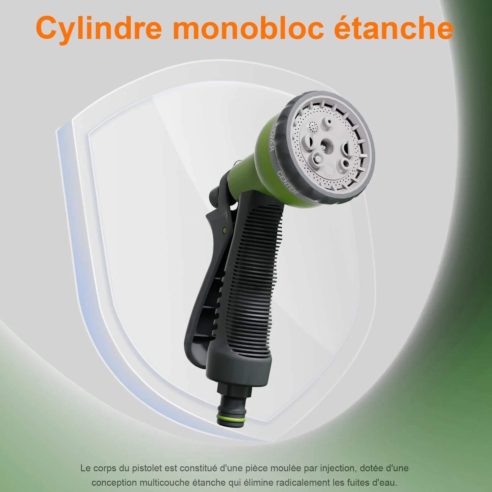 Ibergrif M22210 Pistolet d'arrosage 8 Fonctions, Noir/Vert