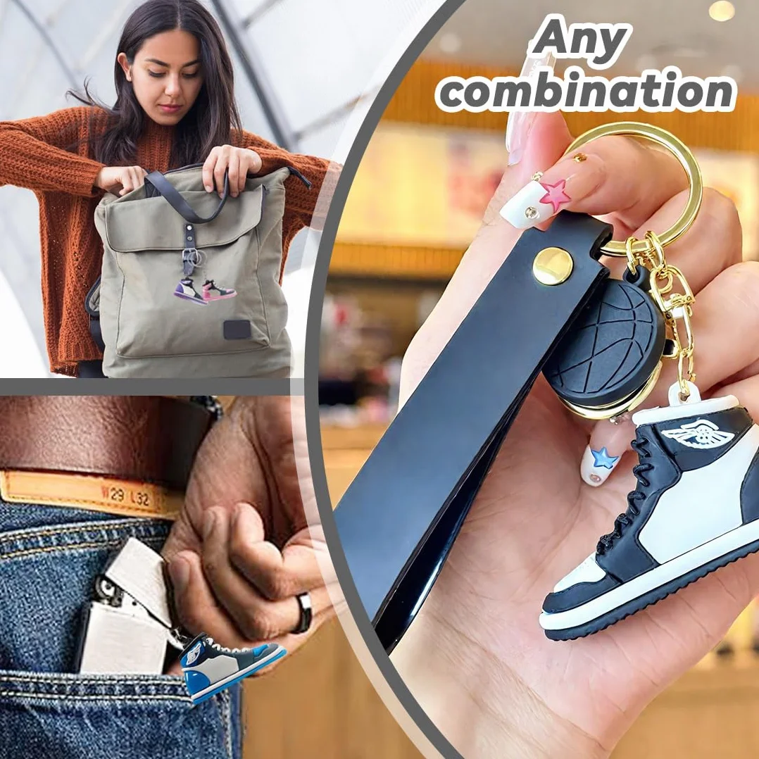 6 Pièces Porte Clés Sneaker, Mini Porte Clés de Chaussures Sport, Amateurs de Basketball Cadeaux