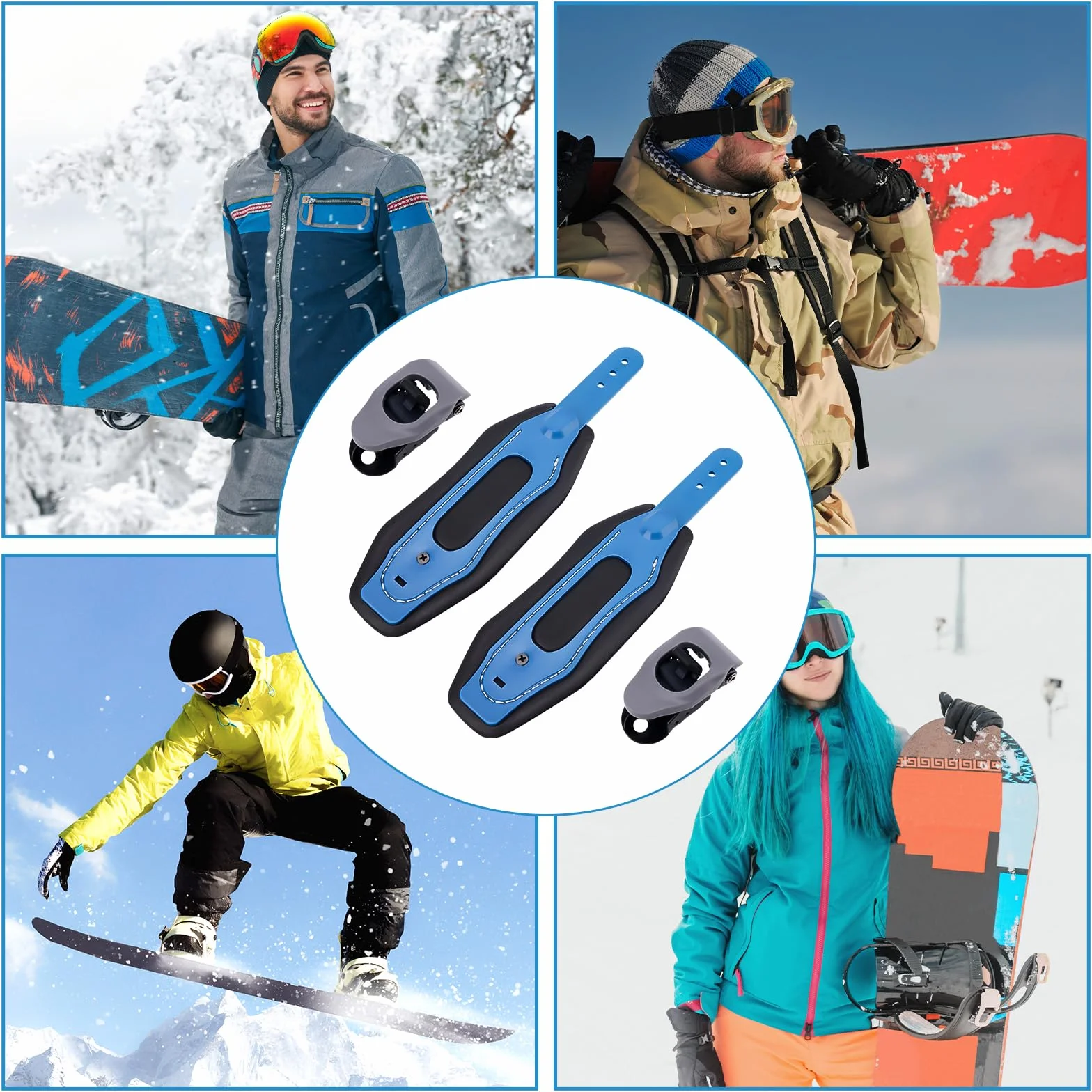 Sangles de Cheville de Fixation de Snowboard Universelles avec Boucles Faciles à Régler
