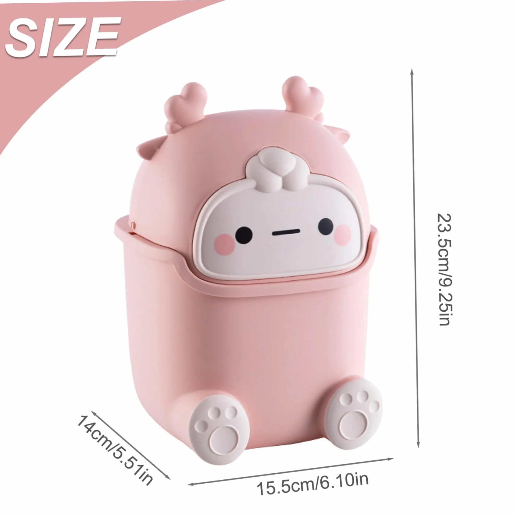 Poubelle en plastique mignonne 2 litres pour chambre bureau chat enfants