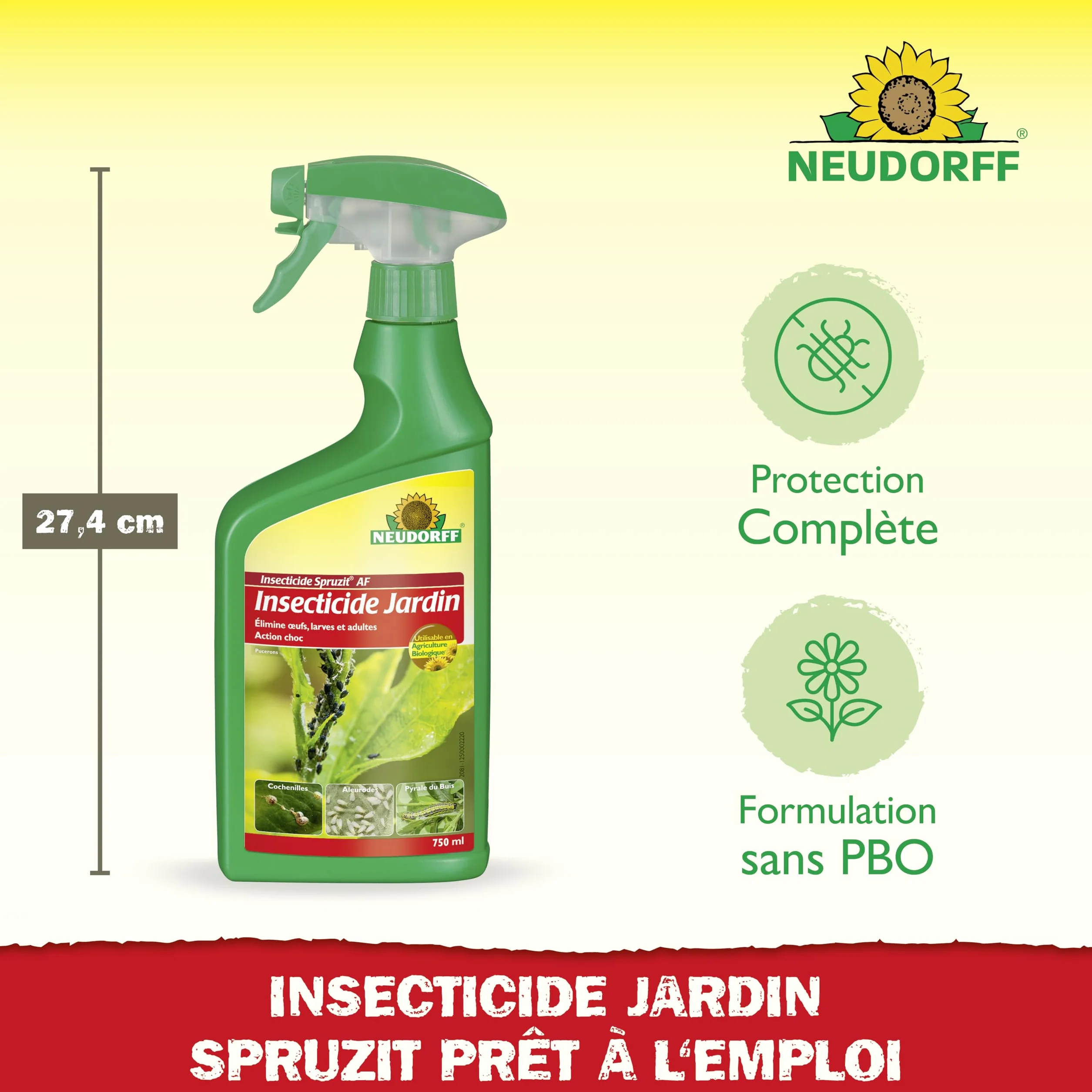 Neudorff Spruzit Insecticide Jardin 750 ml - Prêt à l'emploi contre pucerons, cochenilles et ravageurs