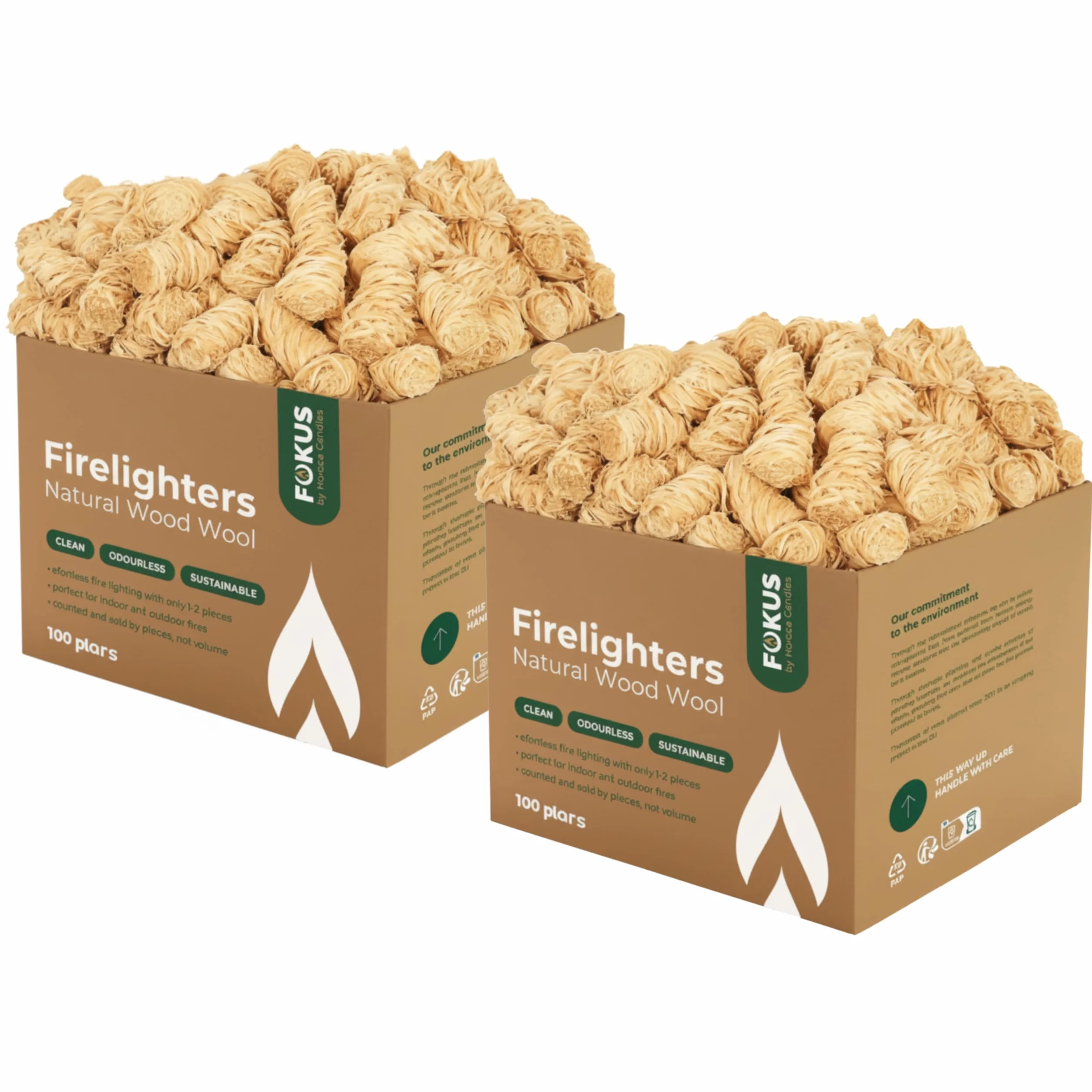 HORECA CANDLES Allume-Feu Naturel Laine de Bois Cire Lot 200 Allume-Feux Écologiques Barbecue Cheminée Poêle Bois Brasero