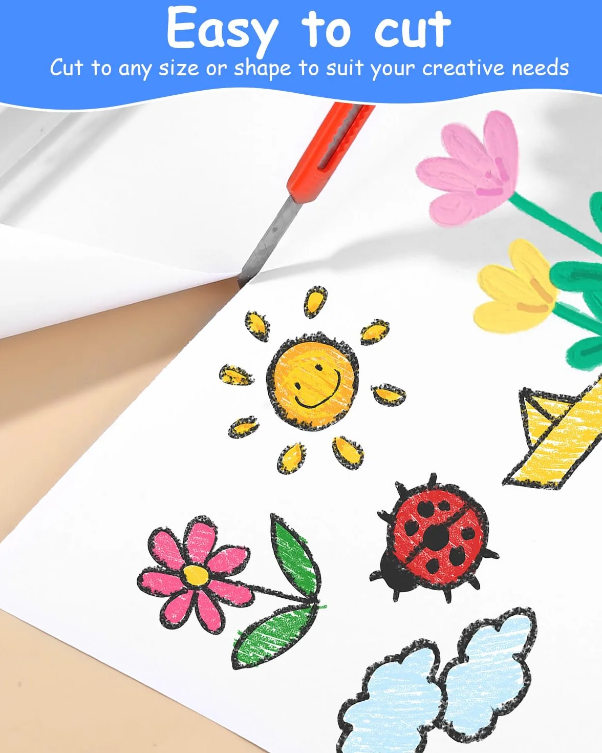 Rouleau de Papier à Dessin Blanc 30 cm x 15 m 70 g/m² pour Enfants et Artistes