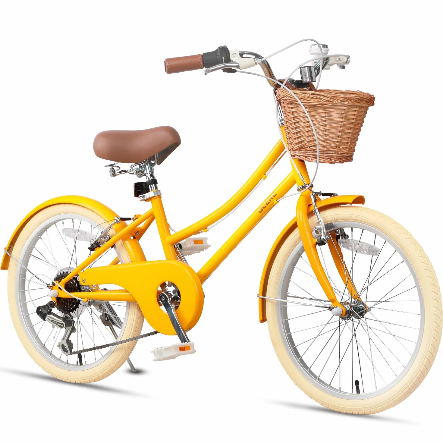 Glerc Missy 20" 24" 26" Pouces Fille Cruiser Shimano 6 Vitesses Hybrid vélo de Ville pour Les Jeunes de Plus de 6 Ans avec Panier en Osier léger, Plusieurs Couleurs