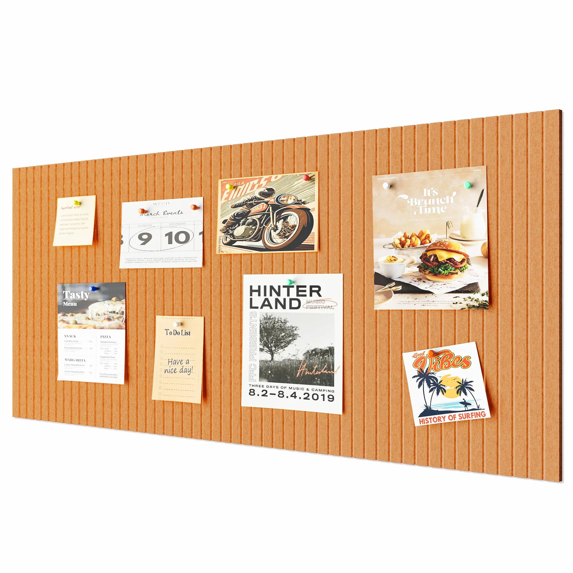 Tableau d'affichage décoratif en feutre orange 120 x 80 cm 0,9 cm épaisseur pliable