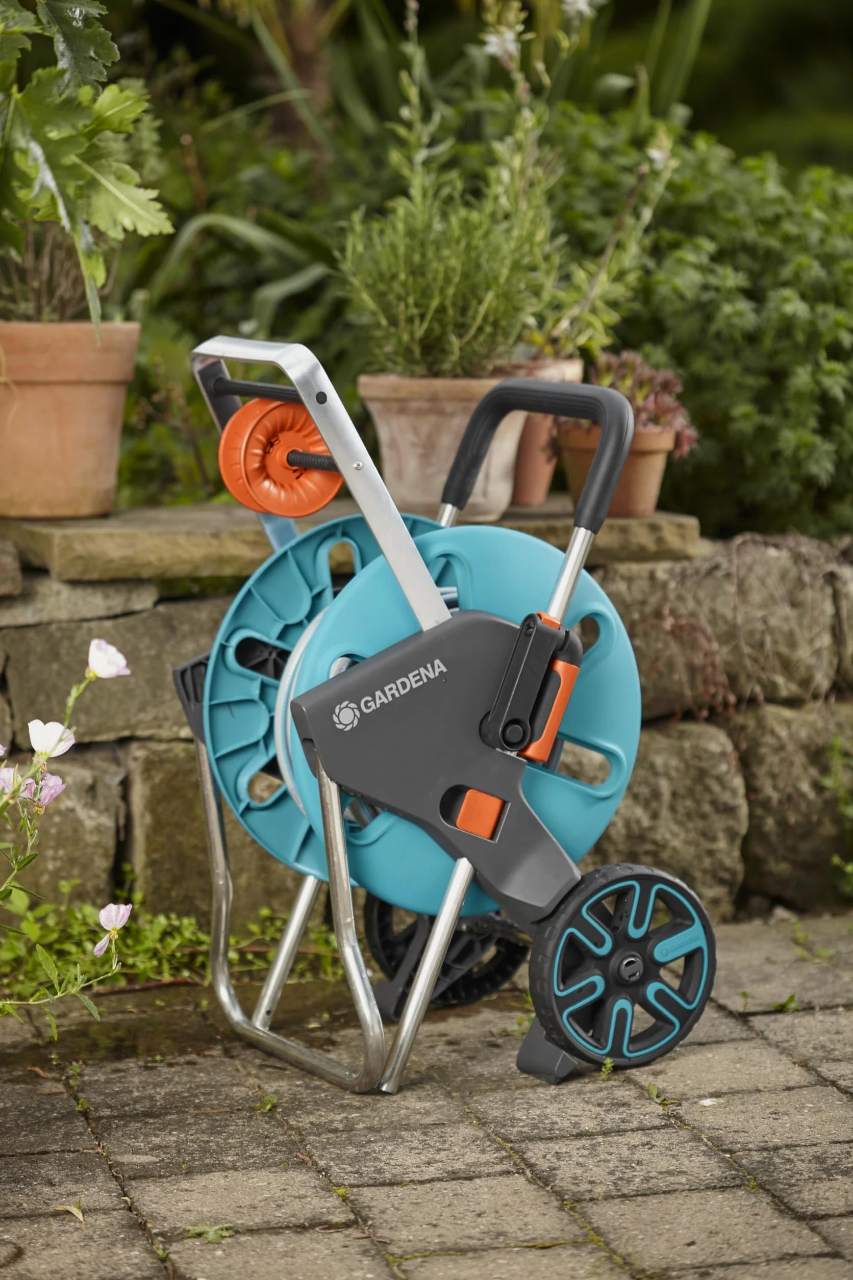 Gardena CleverRoll M Easy dévidoir sur roues 60 m cadre métallique robuste antigoutte