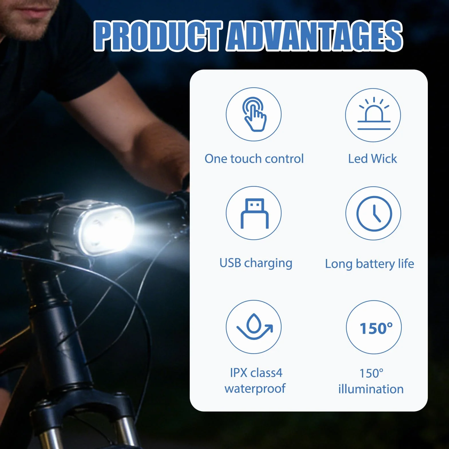 Kit Éclairage Vélo Avant et Arrière Rechargeable USB-C – Lampe Vélo LED Puissante IP65 Étanche – 4+6 Modes de Luminosité pour VTT, Route, Ville et Trottinette Électrique – Lot de 2