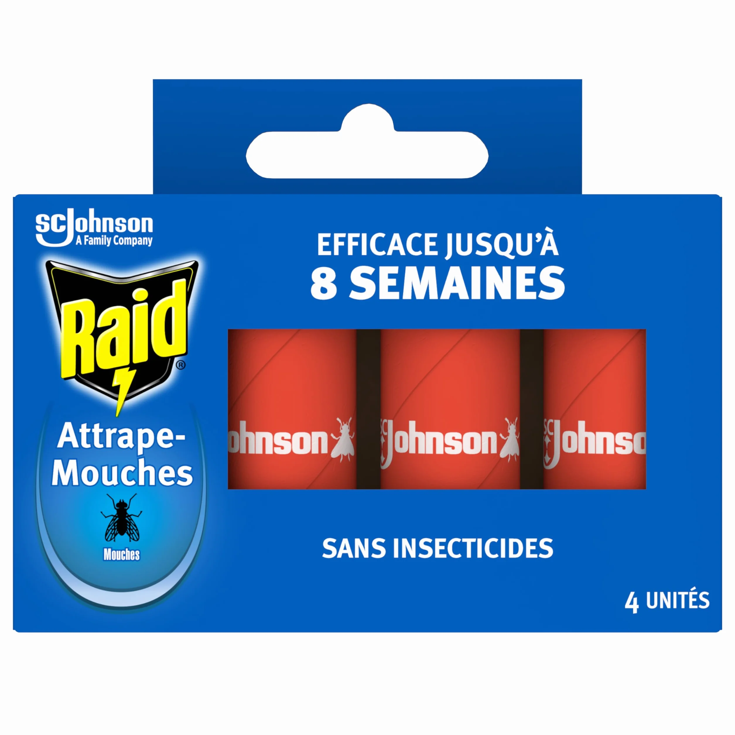 Raid Rubans Attrape-Mouches 4 Pièces Sans Insecticides 8 Semaines