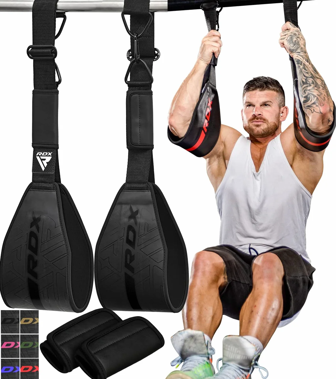 RDX Fitness AB Straps Sangles Abdominaux Double D Ring ABS Abdominales pour Fitness Calisthenics Gym