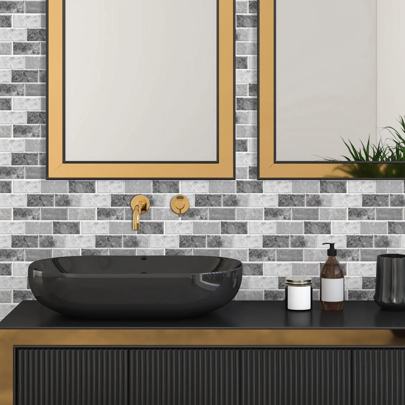 Hode Credence Adhesive Cuisine Pierre Grise 12 Pièces Carrelage Adhesif Mural Imperméable 15x30 cm