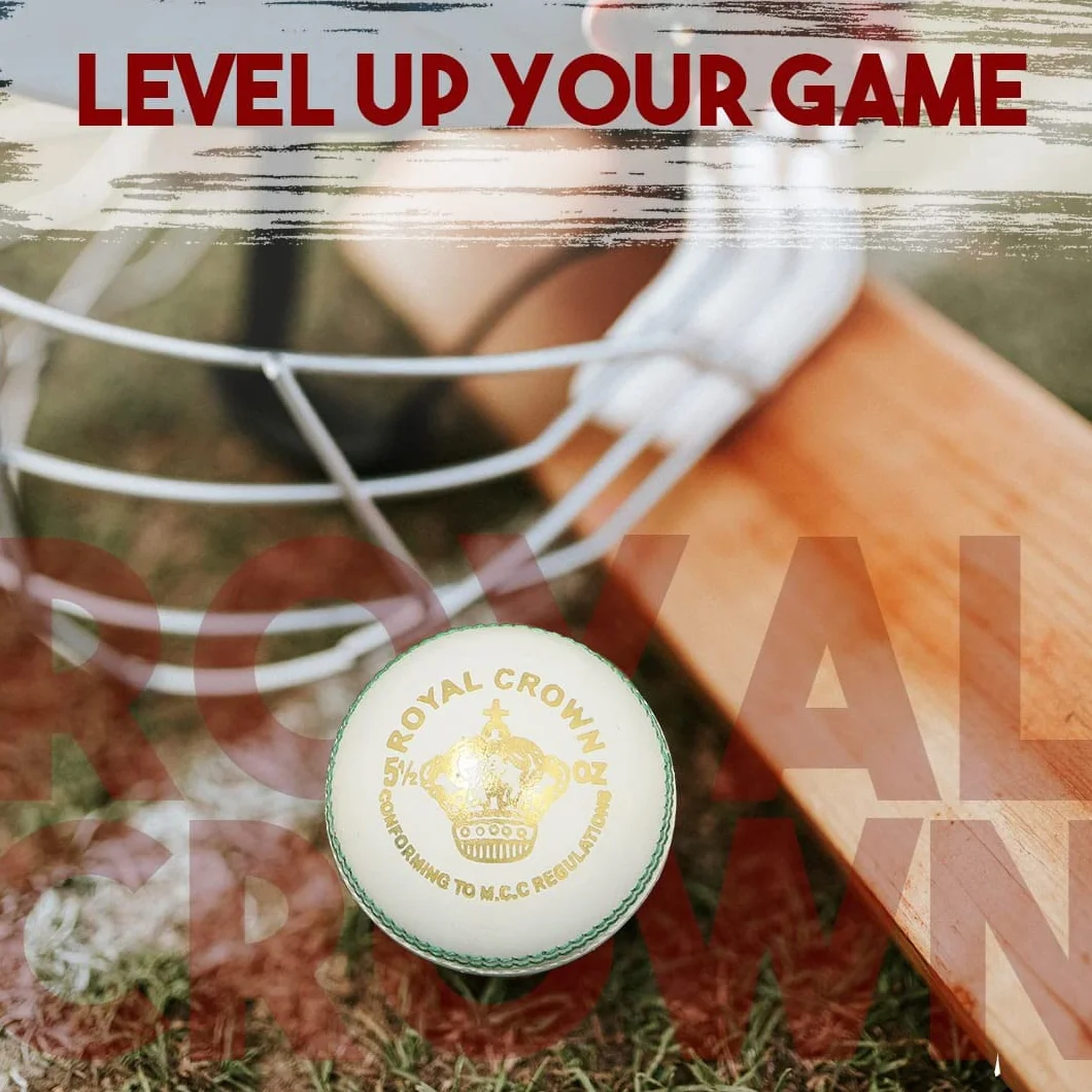 BT Balle de cricket blanche – Lot de 1 balle de cricket en cuir véritable pour le cricket et la pratique de jour ou de nuit | Balle de cricket adaptée aux chauves-souris | 156 g
