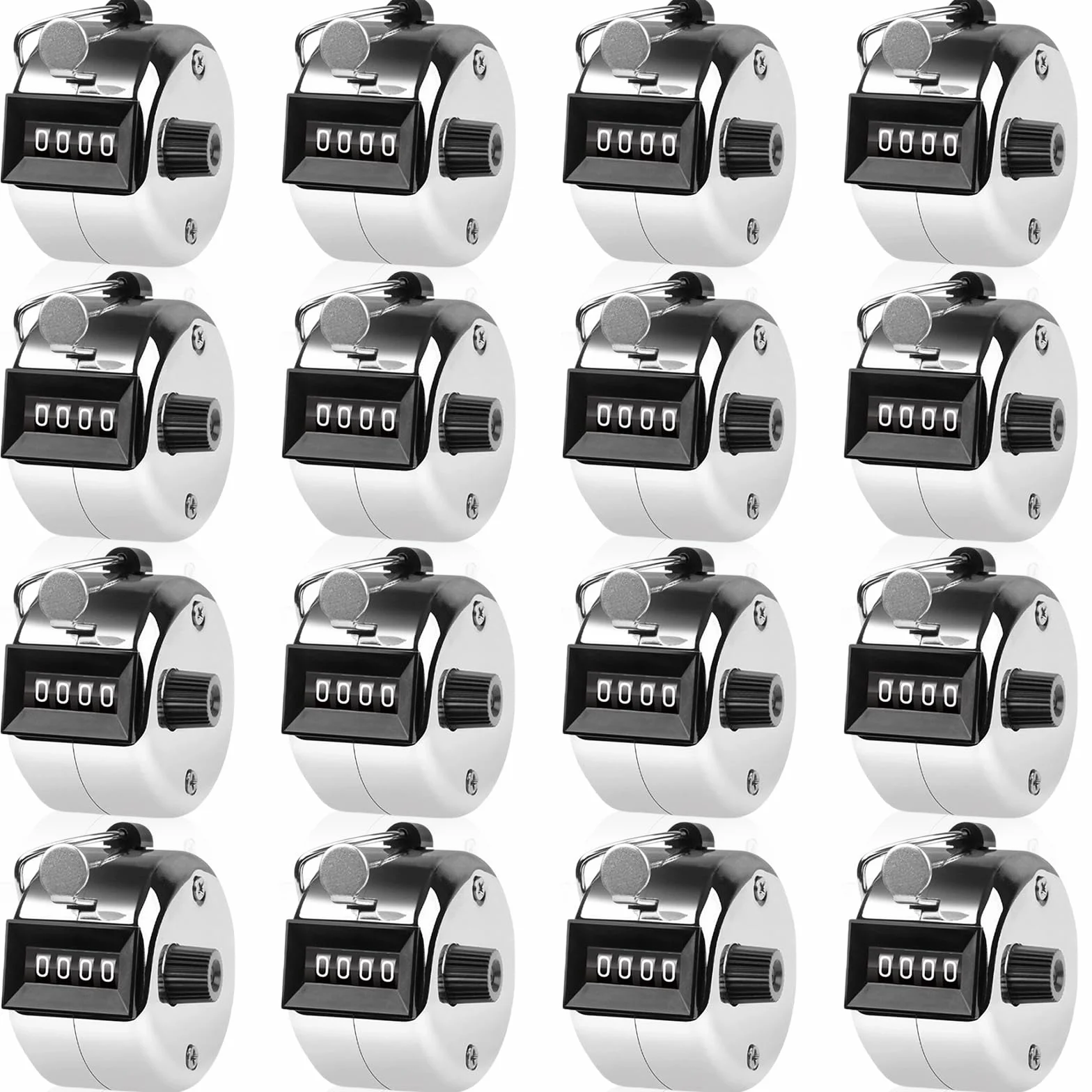 Lot de 16 compteurs manuels en métal à 4 chiffres, compteur de personnes, compteur de quantité, argent