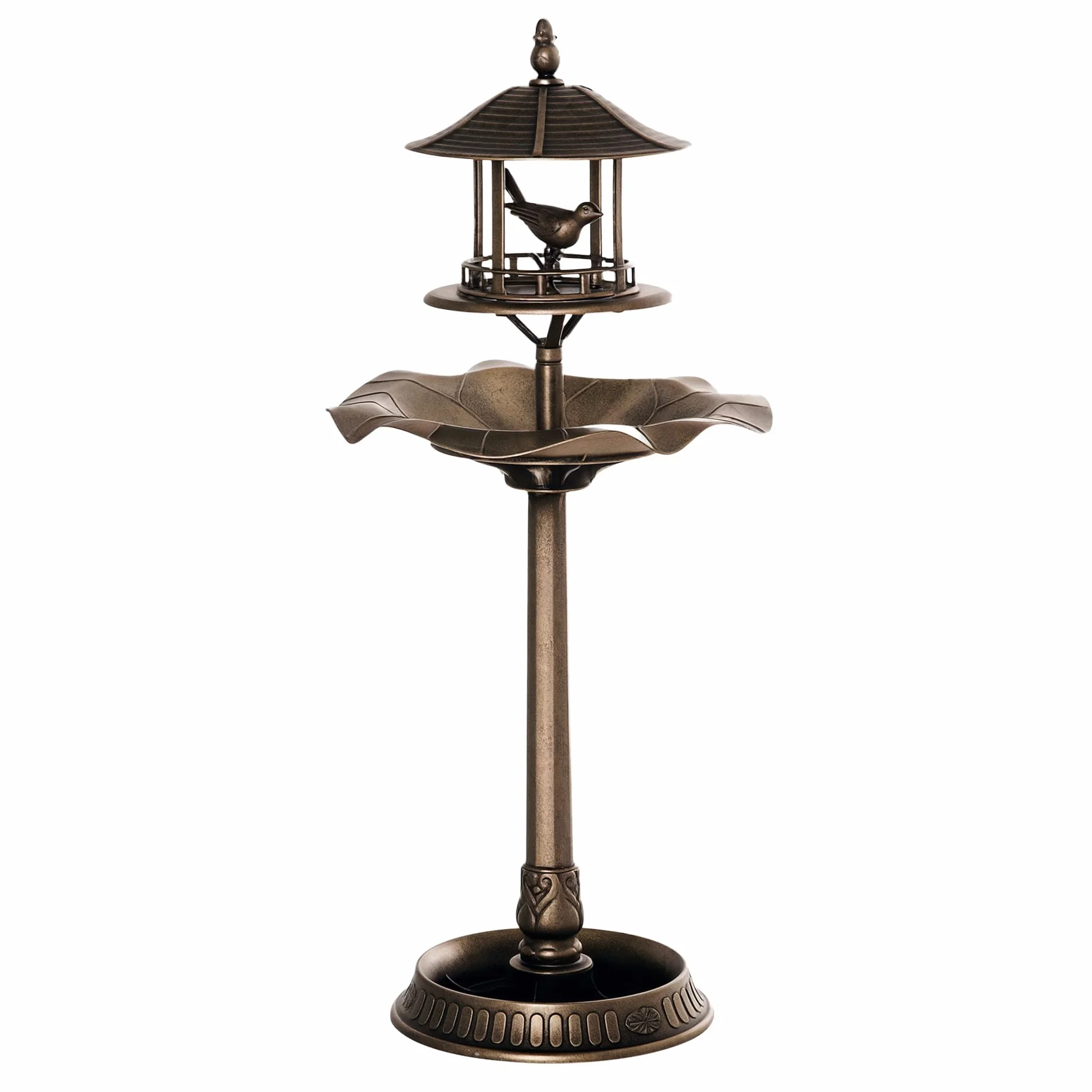 Outsunny Bain d'oiseaux Abreuvoir pour Oiseaux 3 en 1 Ø 50 x 113 cm Polypropylène Bronze Antique