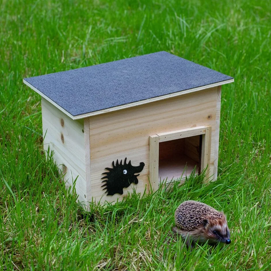 URBNLIVING Abri en bois pour hérissons de jardin Refuge nature avec toit Anti-prédateurs