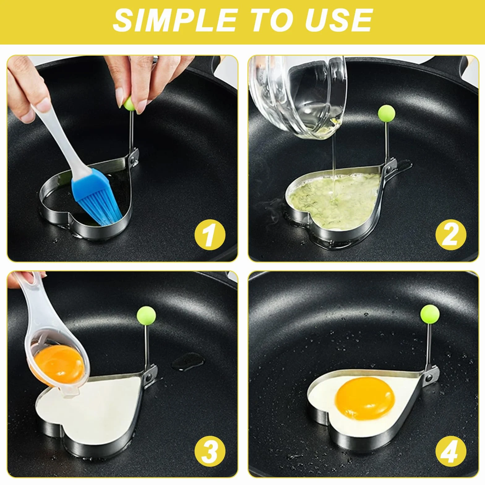Lot de 2 petites poêles à induction de 12 cm, mini-poêles antiadhésives, poêle à œufs, poêle à œufs au plat, marmite de cuisson résistante à la chaleur, 2 pinceaux à huile