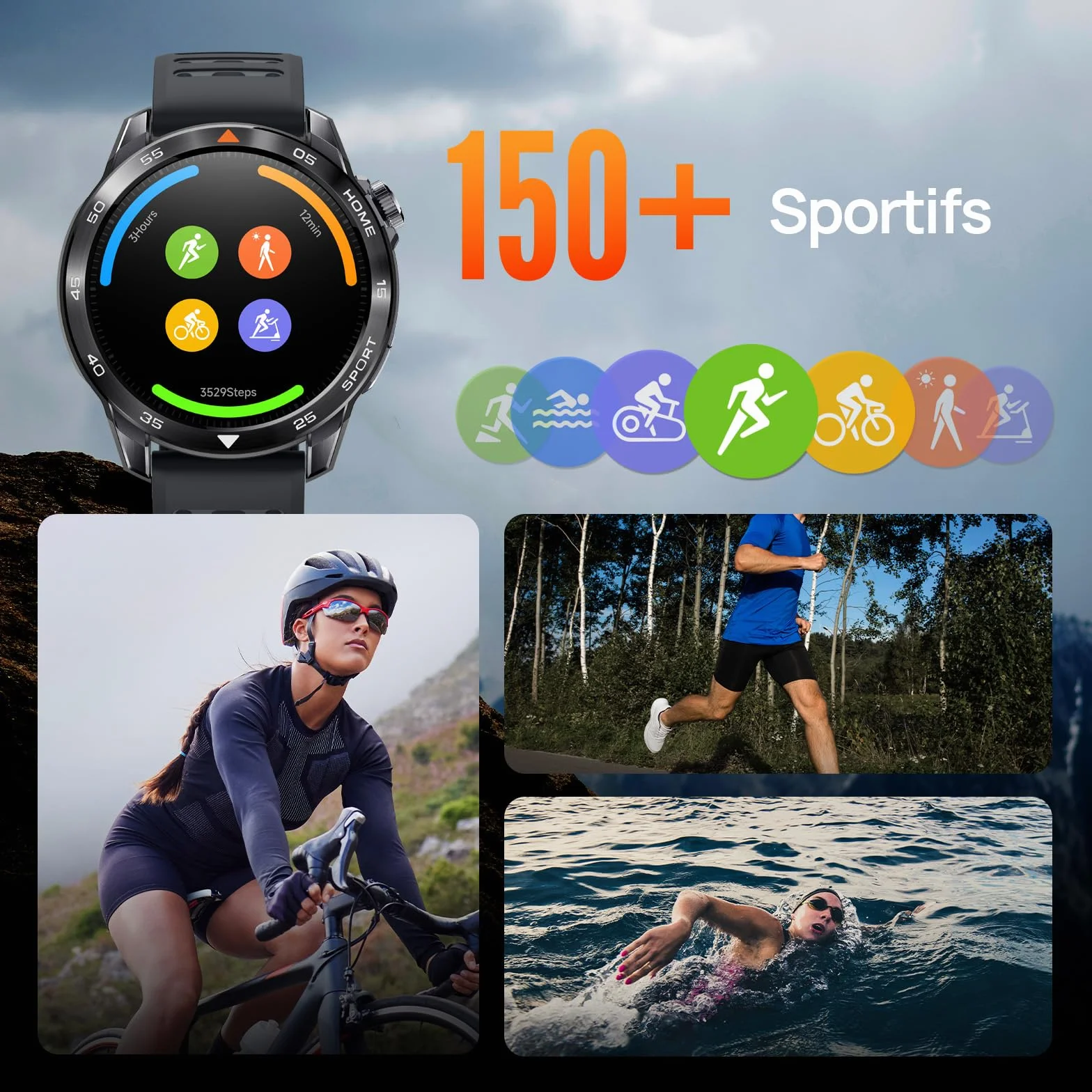 Mibro GS Pro2 Montre Connectée Homme Sport 1,43" AMOLED GPS Running Randonnée 150 Modes Sportifs Appel Bluetooth Autonomie 20J Gris Foncé
