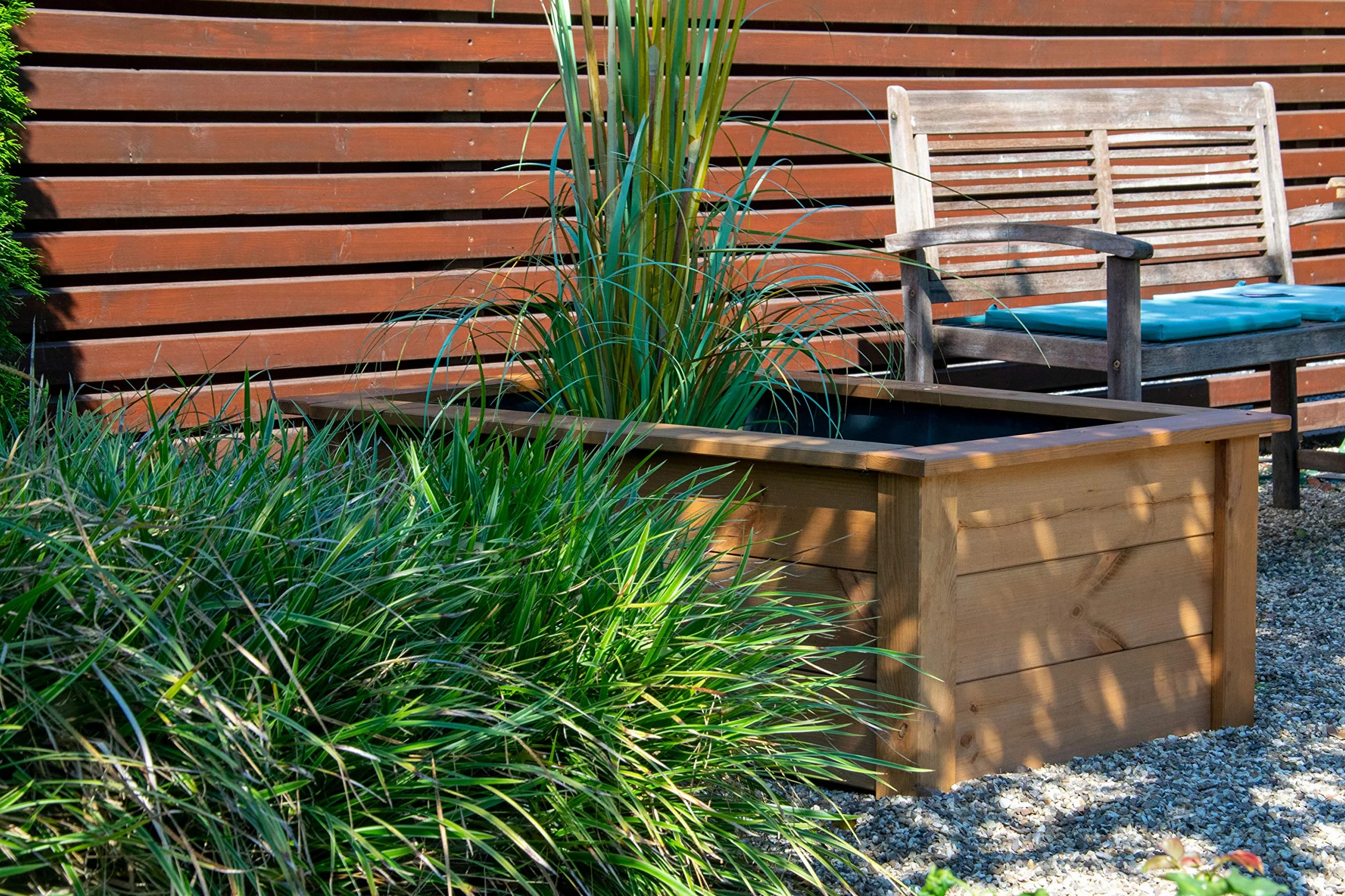 Dobar Étang de Jardin en Bois Robuste 120 x 72 x 42 cm avec Bâche de Protection