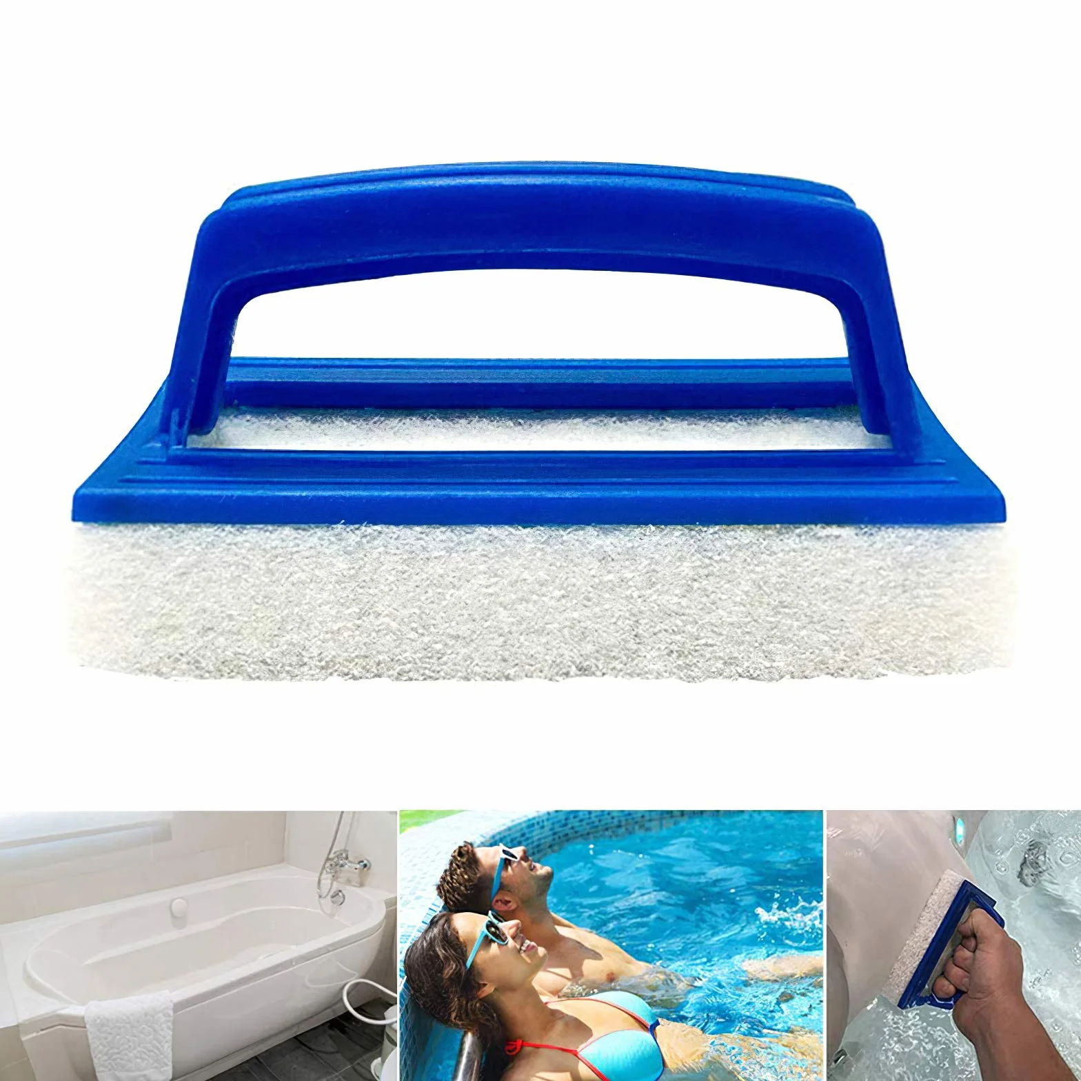 Brosse Éponge Ligne d'Eau Plastique 2 Pièces pour Nettoyage Plancher Mur Spa Baignoires