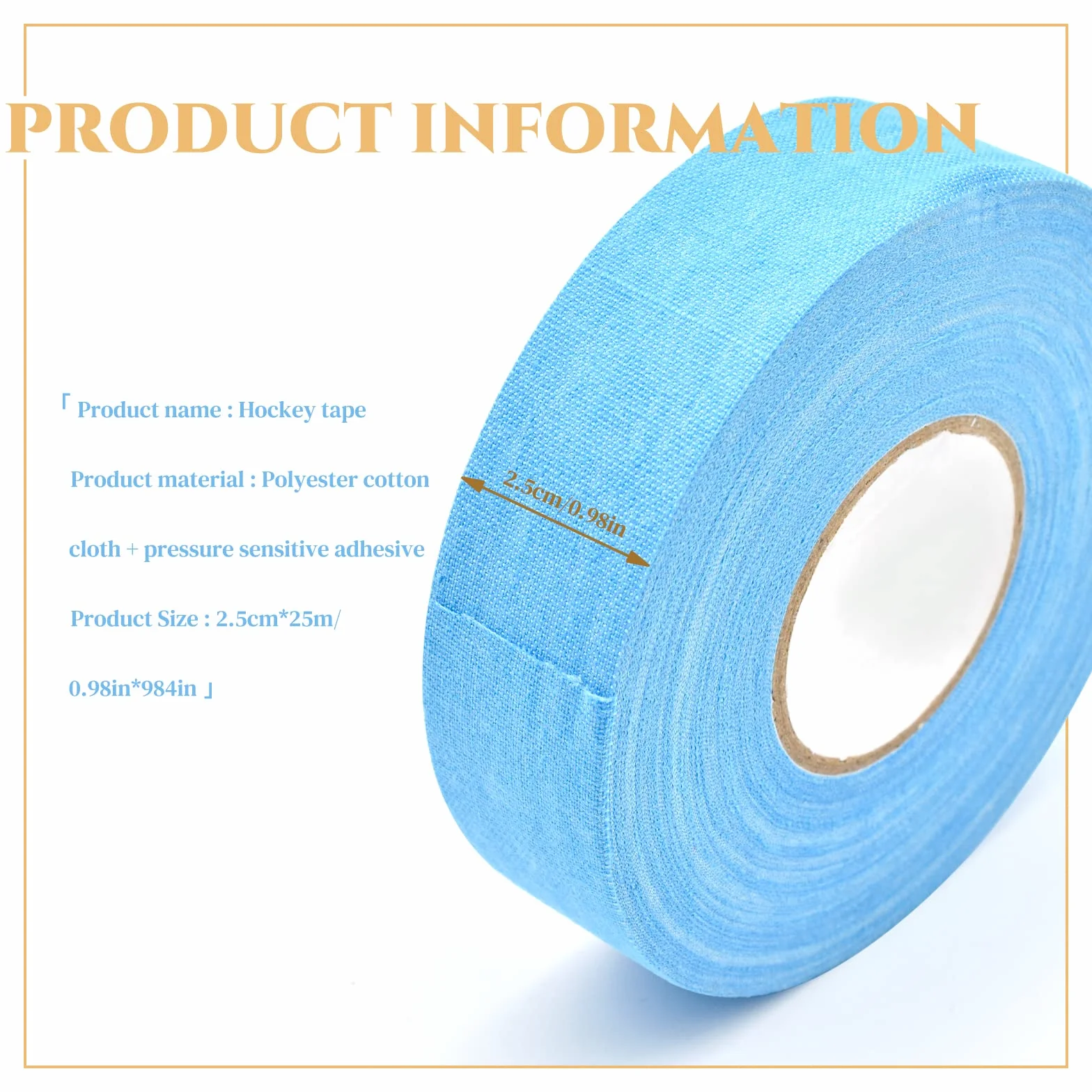 Ruban pour Crosse de Hockey antidérapant, Tissu Anti-Glisse, 2,5 cm x 25 m