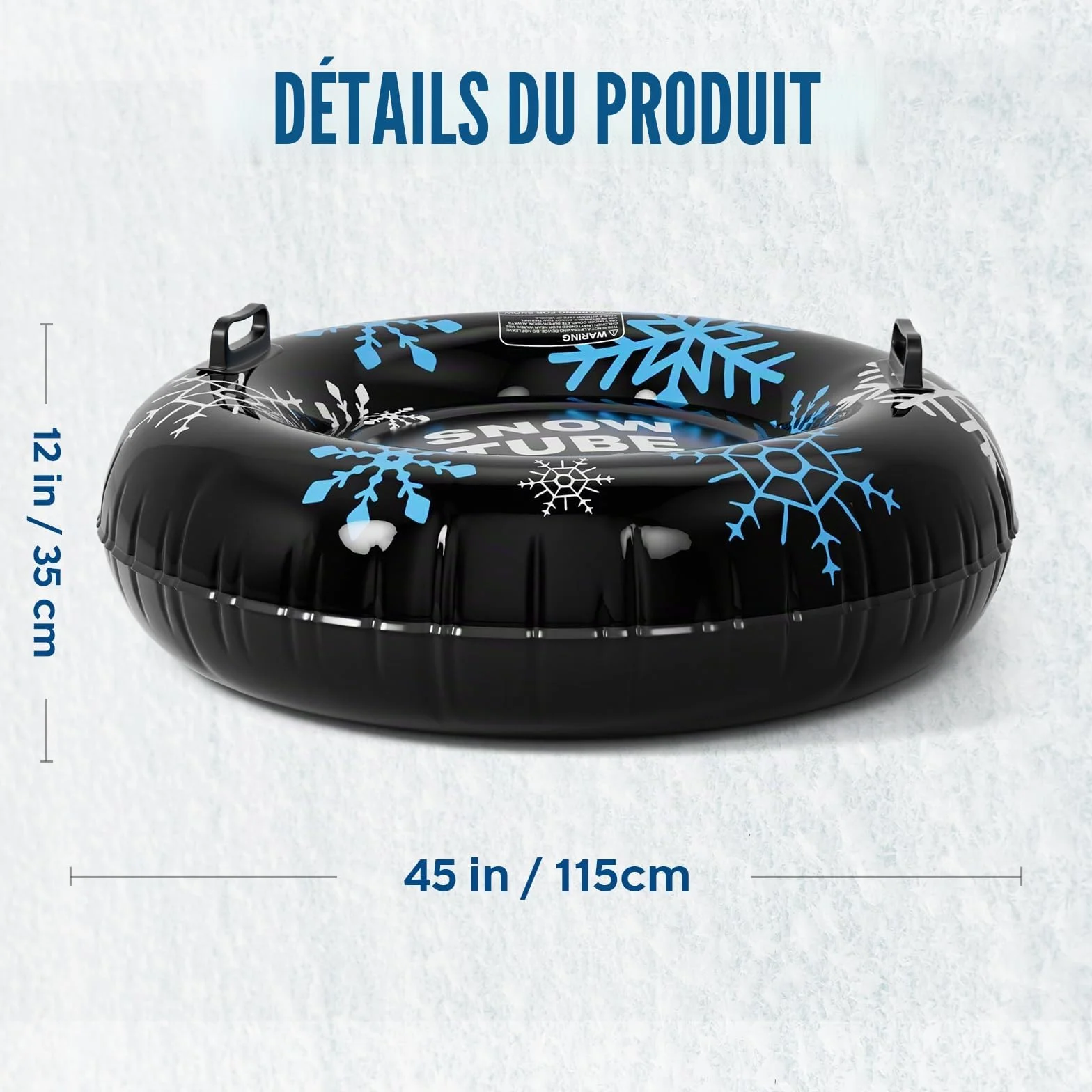 Tube à Neige, Tube à Neige Gonflable de 120 cm avec poignées, Luge Gonflable Robuste de 0,6 mm d'épaisseur pour Enfants Adultes, Jeux de Neige en Plein air d'hiver, Ski, Patinage, Luge