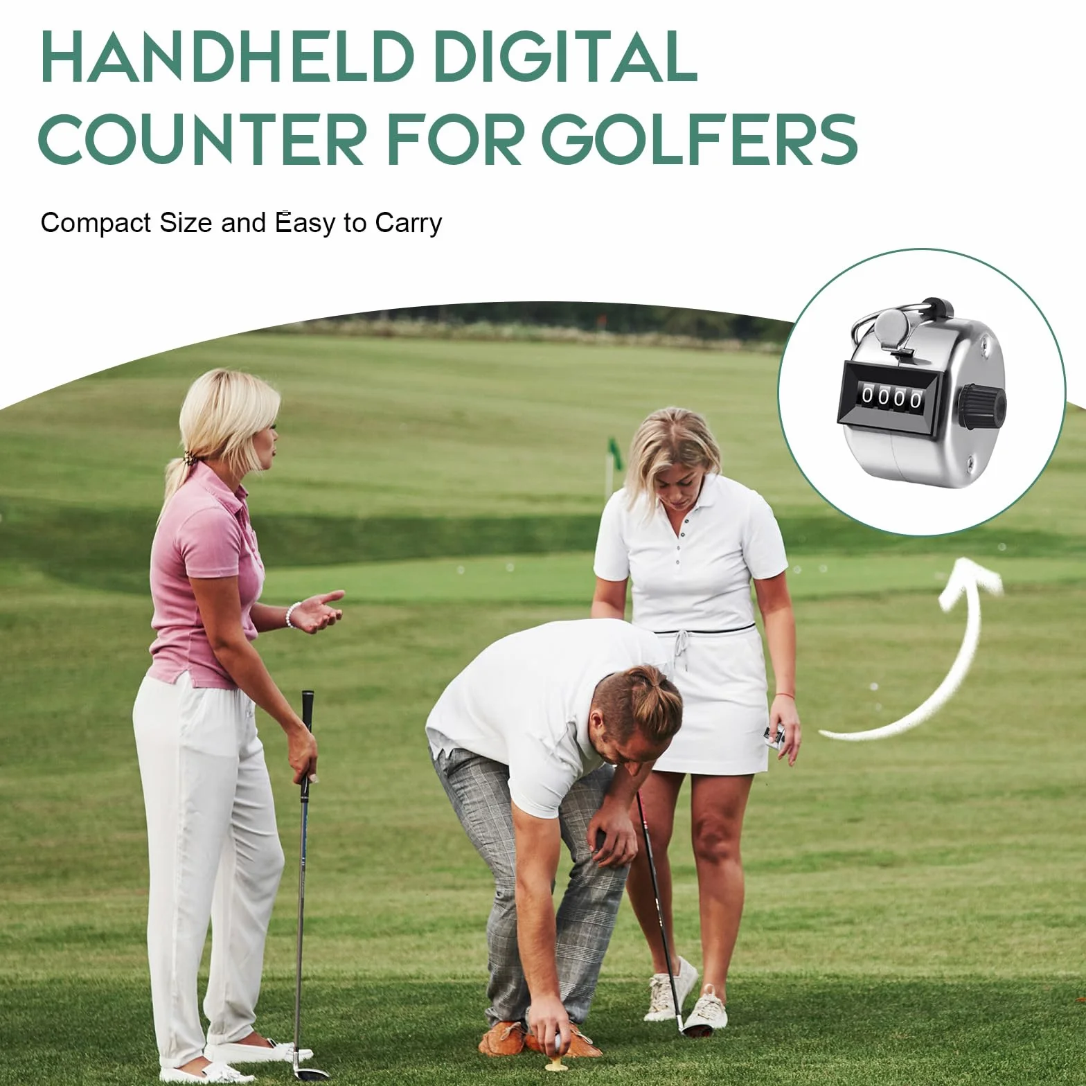 Compteur Manuel en Métal 4 Chiffres Mécanique Universel Argent pour Golf Fitness Sports