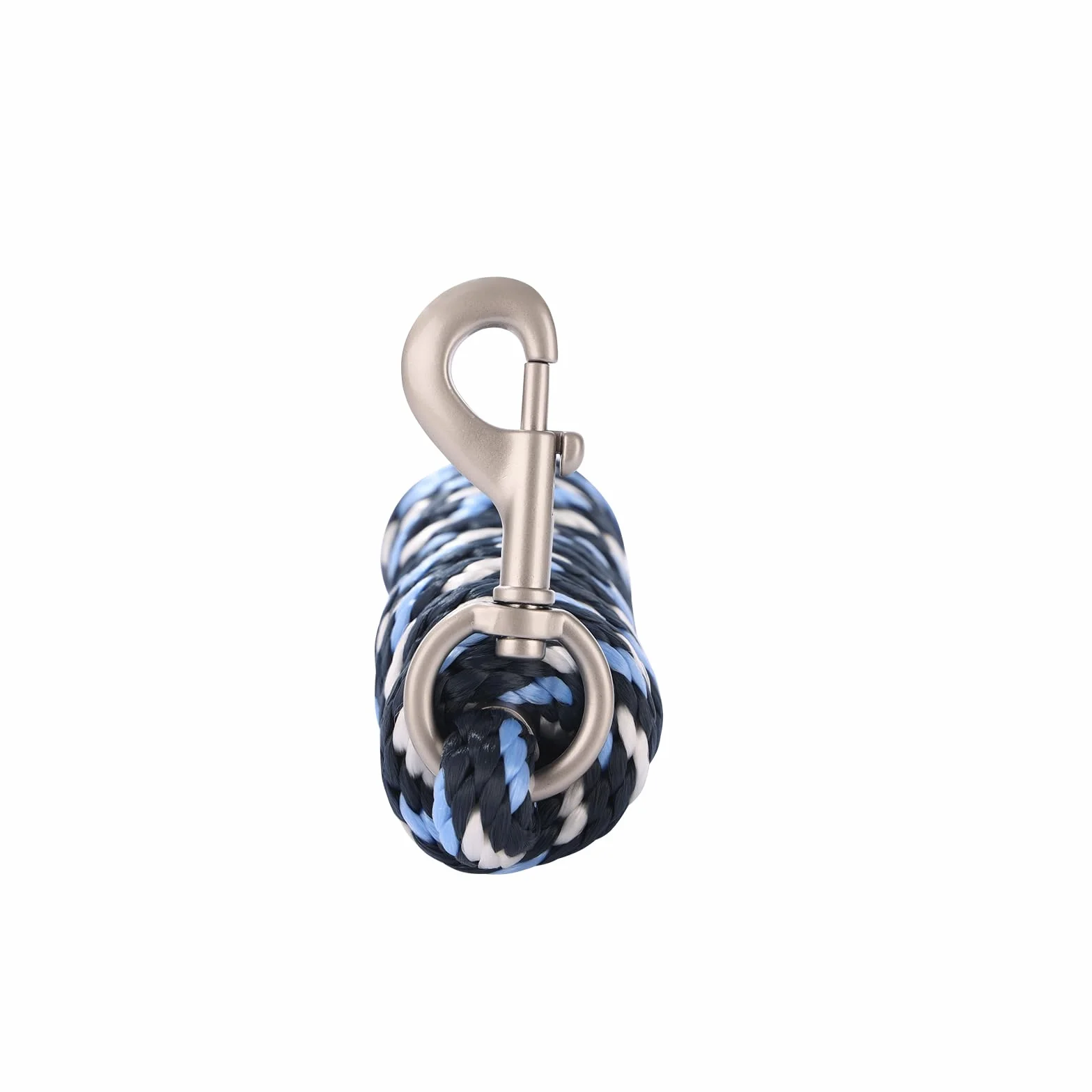 Longe pour cheval - Longe de fixation dans différents designs élégants - Laisse de fixation pour poney, âne, chèvre - Longue maille avec mousquetons (blanc marine, mousqueton)