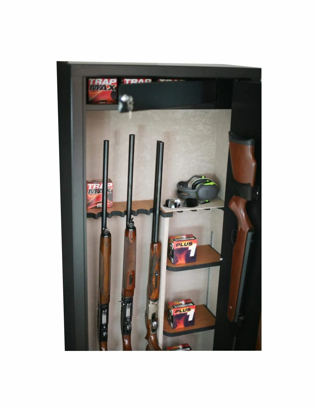 Safe SD14 Armoire Forte pour Armes en Acier | 11 Armes avec Lunette + 3 dans la Porte | Coffre intérieur | Etagères Amovibles | Serrure à clé