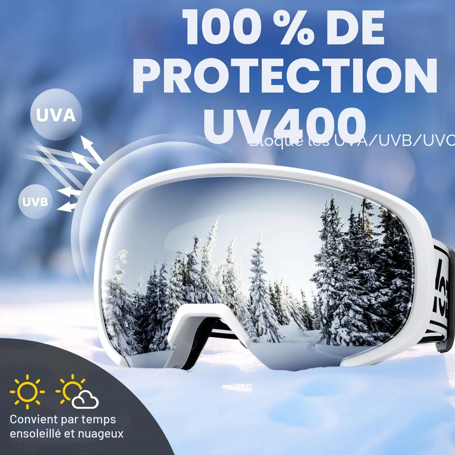 Masque de Ski OTG réglables, protection UV400, Lunettes de Snowboard pour ski snowboard