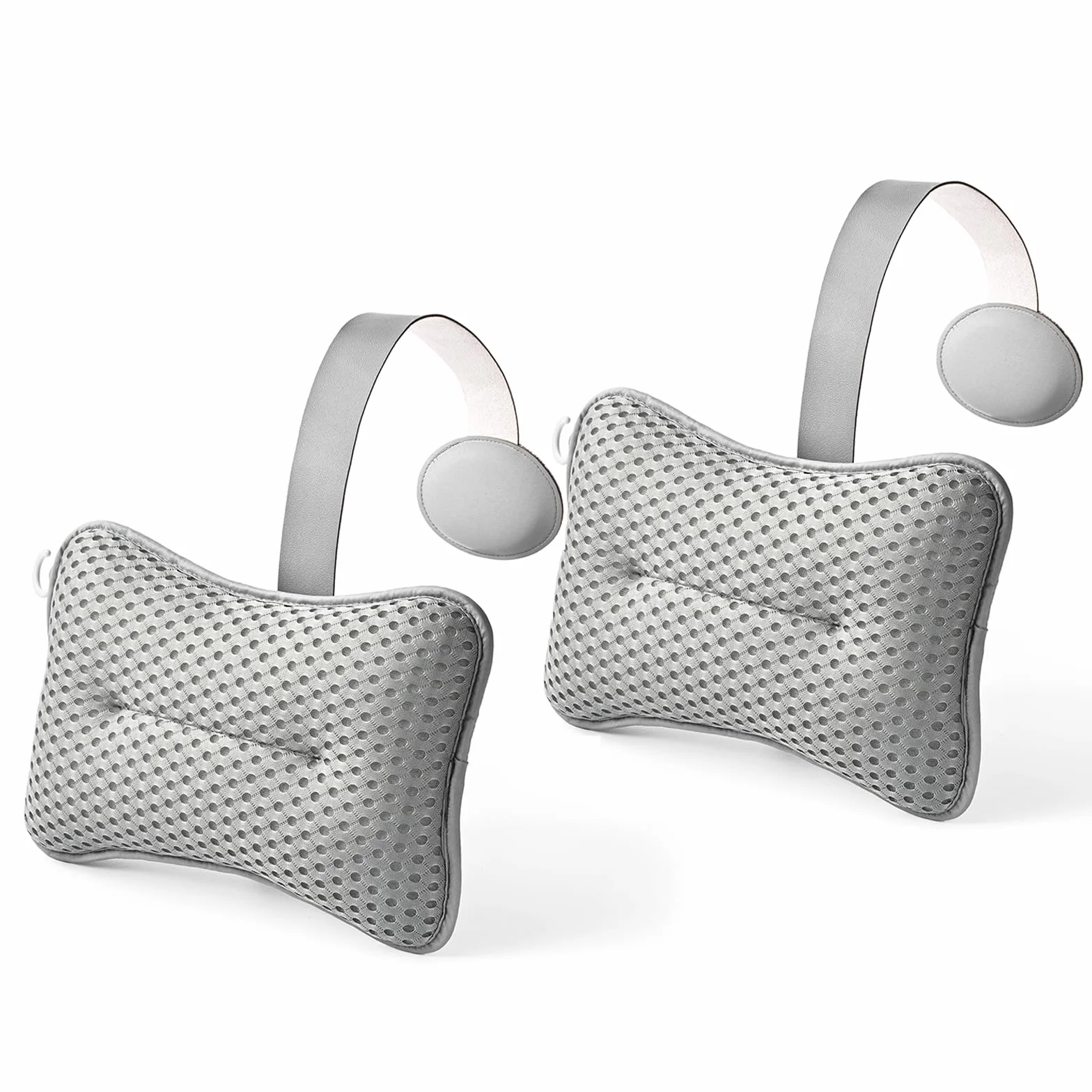 Lot de 2 grands oreillers pour jacuzzi, spa et chaise longue – Coussin universel appui-tête tour de cou, hauteur réglable sangle, séchage facile