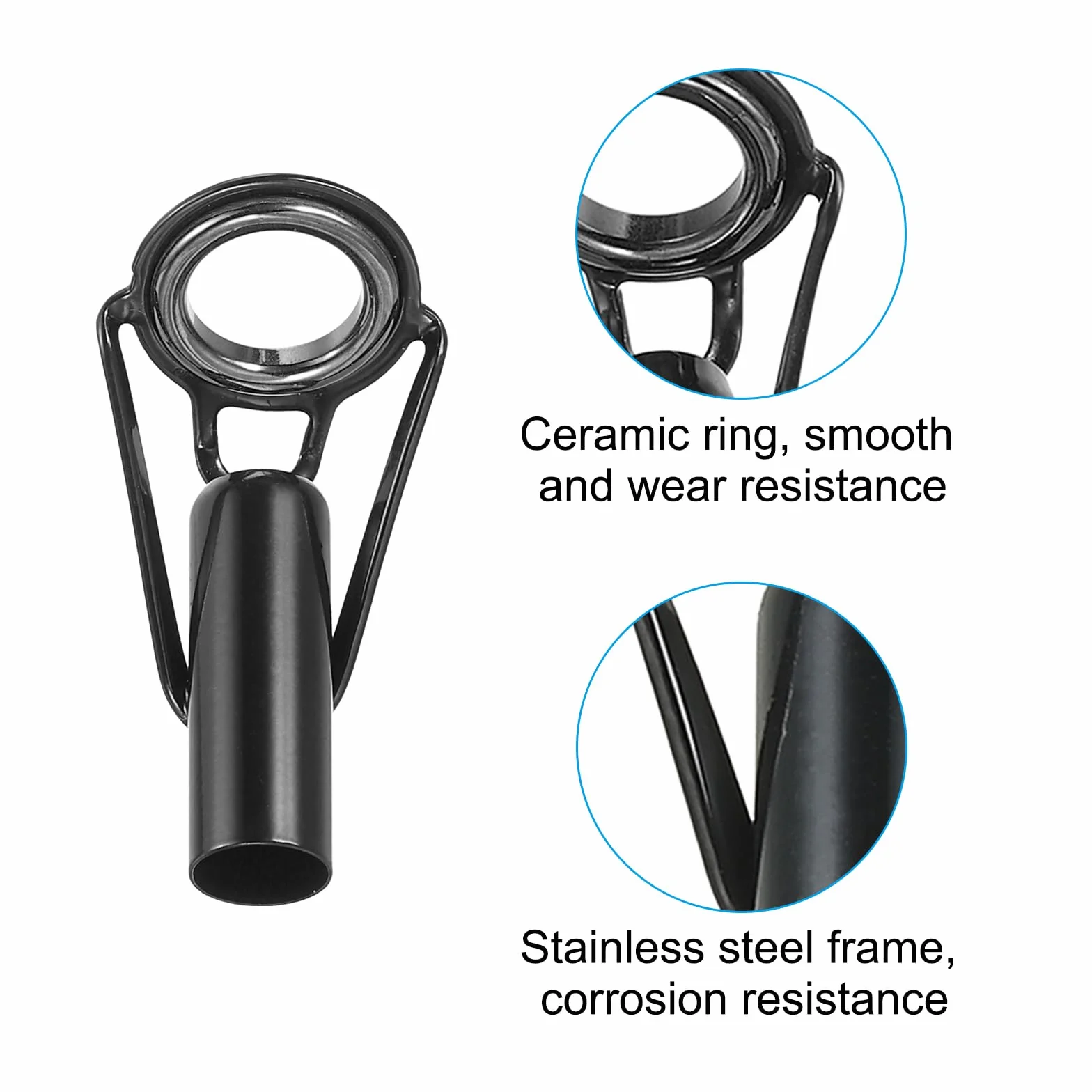 PATIKIL Canne Pêche Embouts Réparation Trousse 3-6mm INOX Acier Guide Eau Salée Douce 8 pcs Noir