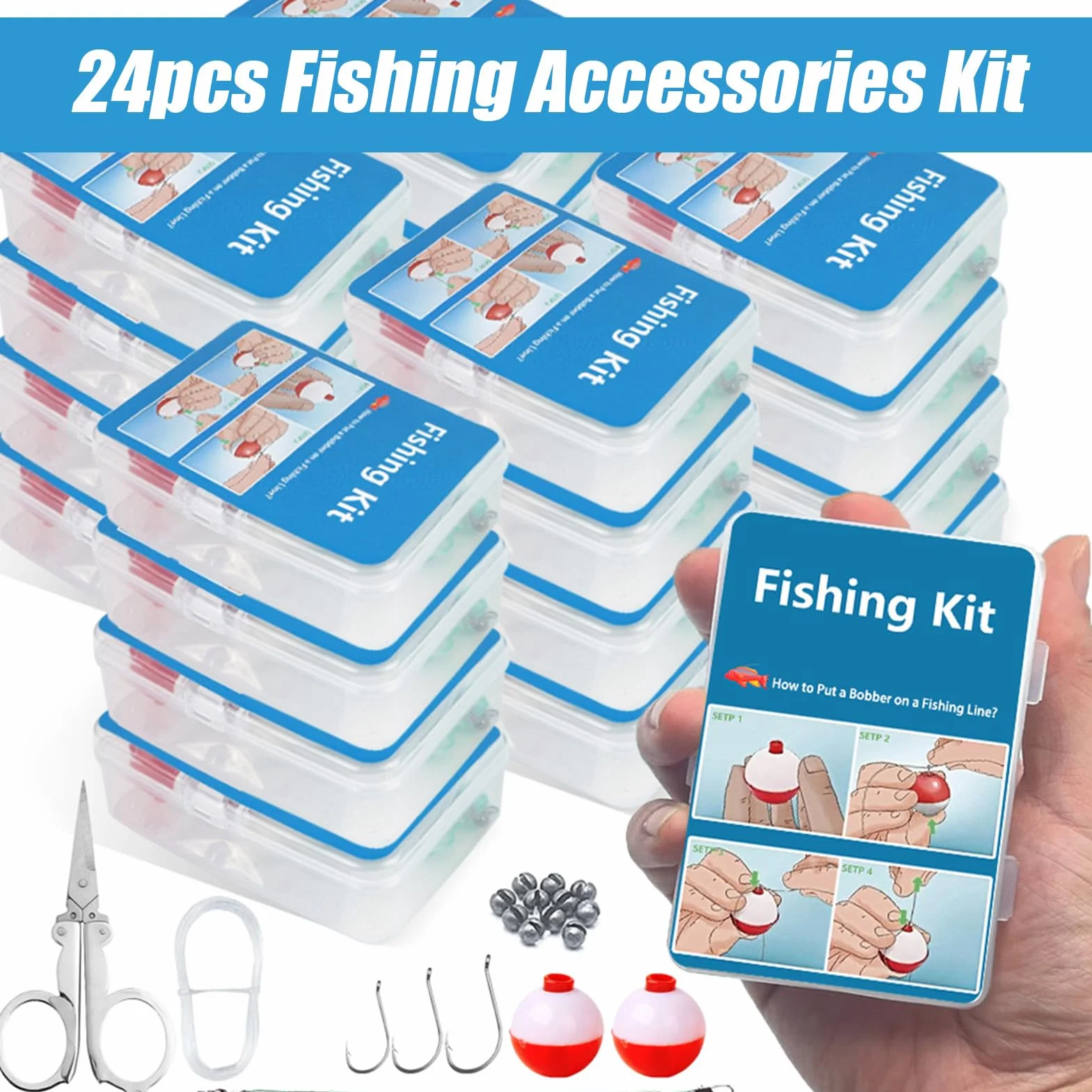 Kit de pêche de survie 24 truites portable avec étui