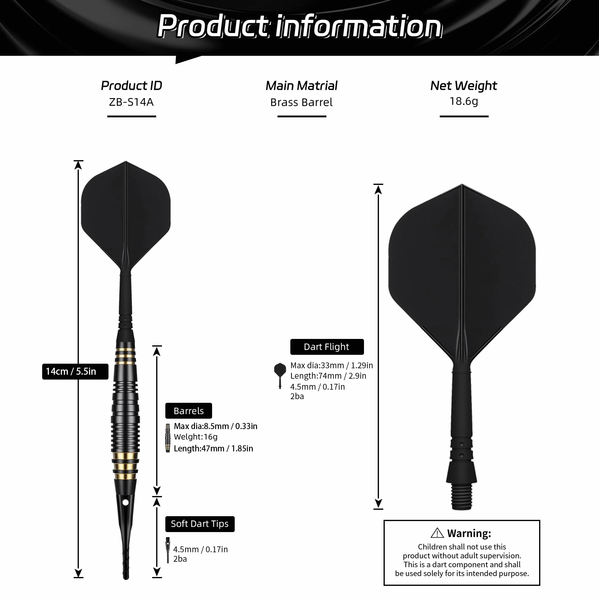 CyeeLife Flechette Pointe Plastique,3 fléchettes pour Cible électronique [18g], Jeu de fléchettes Professionnel avec 30 Pointe pour Cible de Flechette Electronique