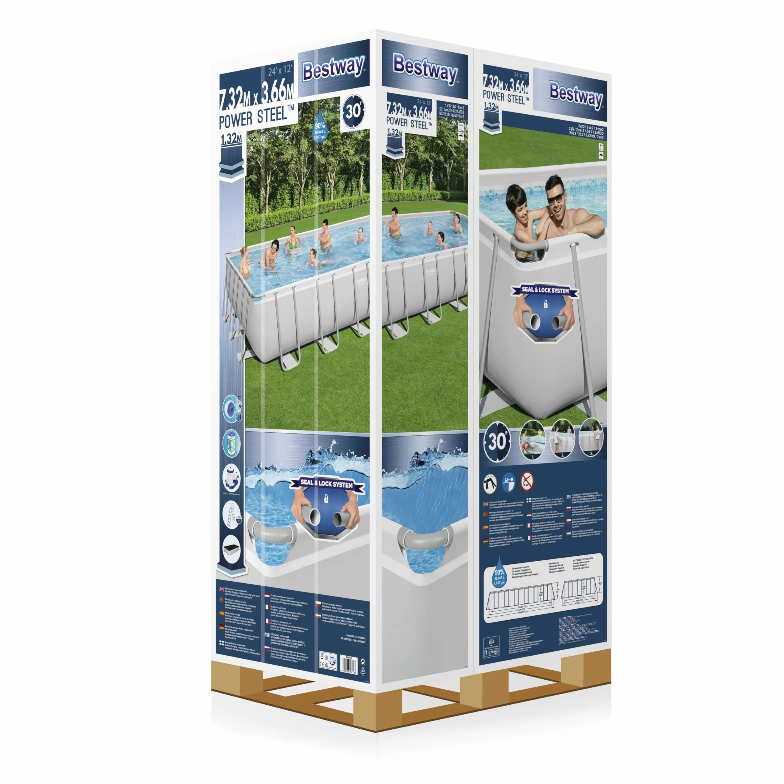 Bestway piscine hors sol rectangulaire Power Steel 732 x 366 x 132 cm