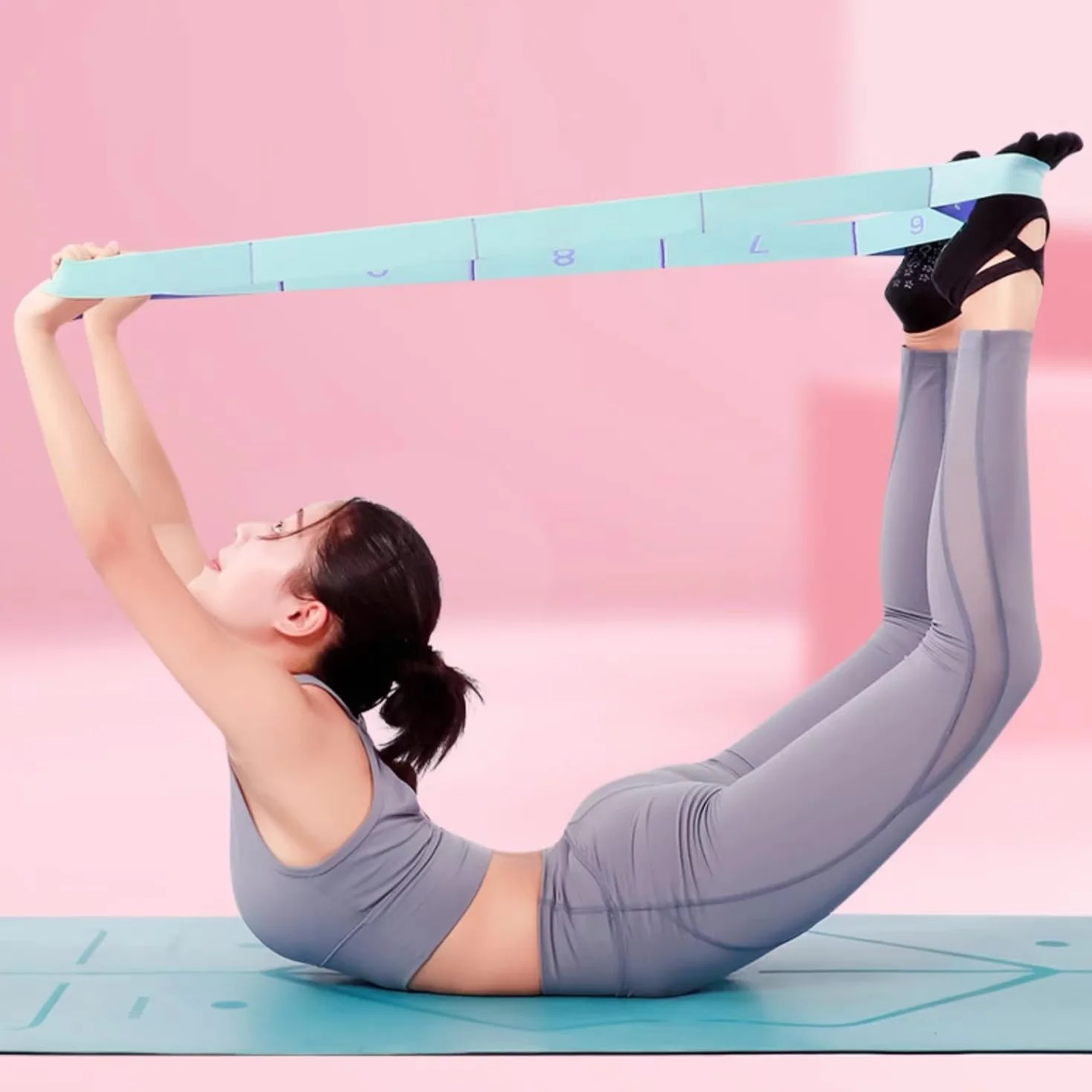 GIMIRO Ceinture de yoga élastique avec 8/9/10/11 boucles pour pilates, fascias, musculation, étirement du corps, ballet, danse, fitness
