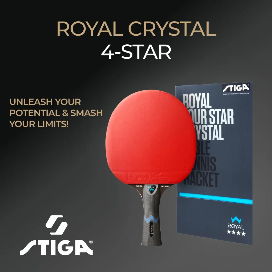 Stiga Royal 4-Star Table Tennis Ping Pong Bat, Black/Red