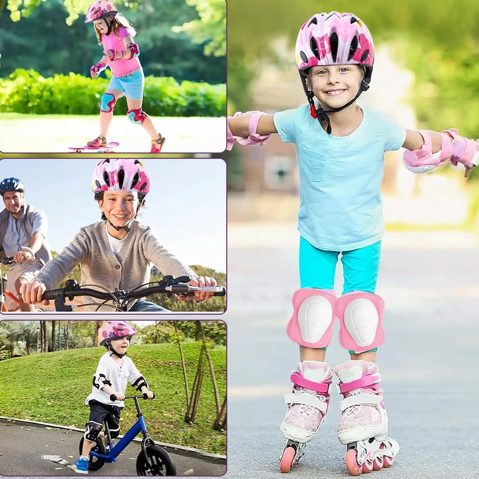 Mineup Genouillères avec Casque Protection Enfants 3-10 Ans Scooter Cyclisme Patins