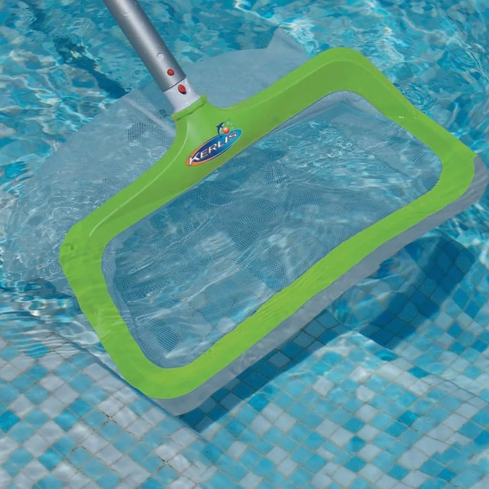 Épuisette de Fond pour Piscine 46cm Bleu, Filet de Nettoyage Robuste pour Feuilles et Débris