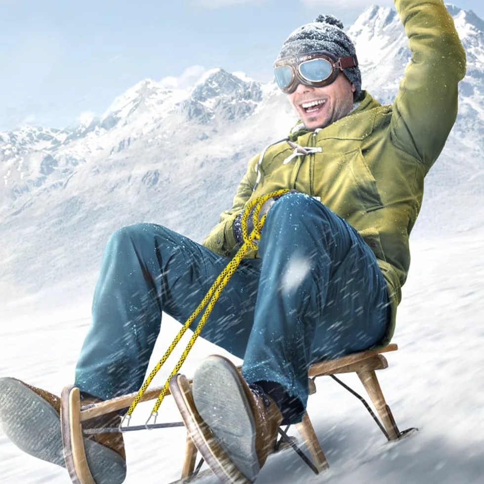 Corde de Luge, Corde de Traîneau avec Poignée 400cm Corde d'escalade Corde D'évacuation Corde de Traction pour Luge Solide et Durable Accessoire de Luge pour Tirer des Traîneaux