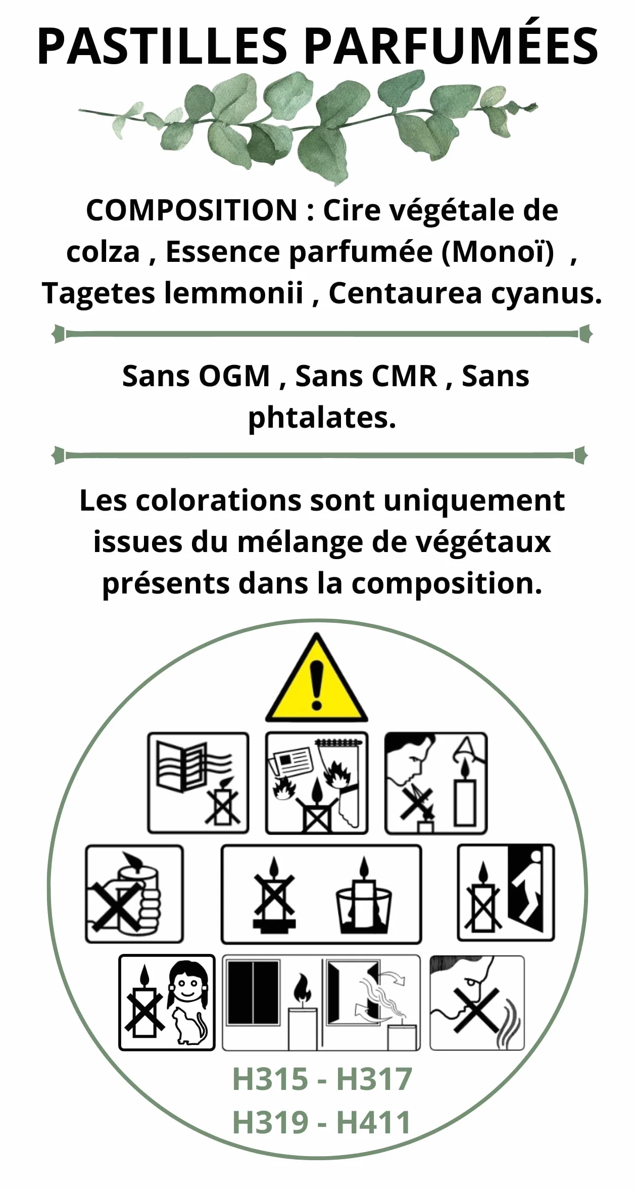 MONOÏ Pastilles Parfumées Cire Végétale de Colza Fondants Parfumés Brûle Parfum 12 Pastilles