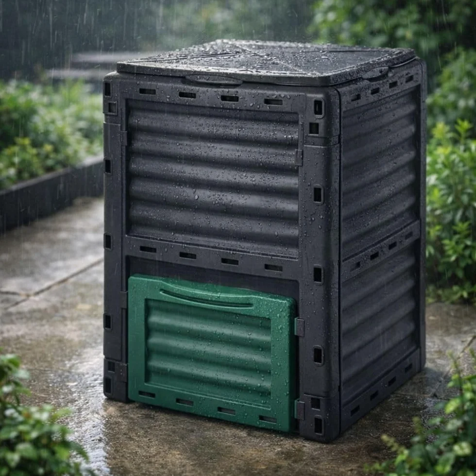 Composteur de Jardin 300 L Bac à Compost 83 x 61 x 61 cm Polypropylène