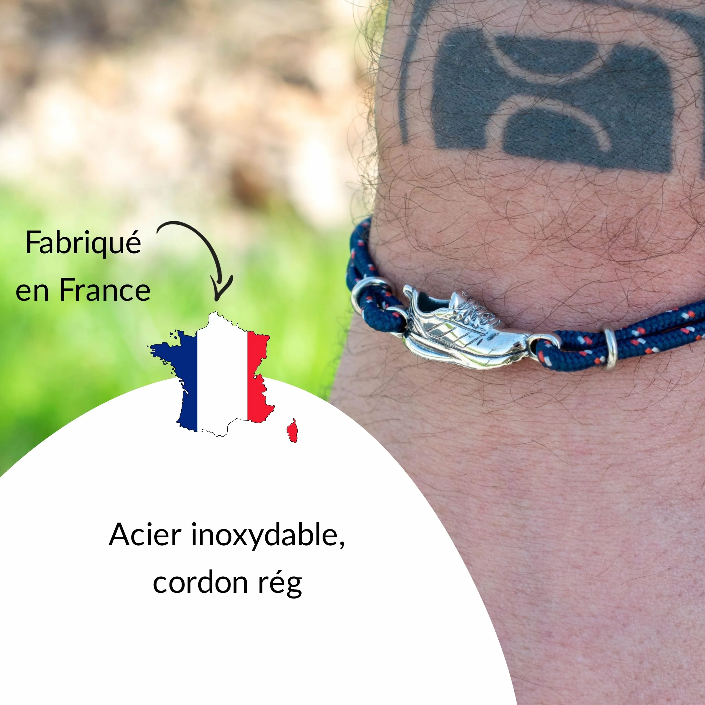 ERNESTINE - Bracelet running réglable cordon acier inoxydable basket course à pied - idée cadeau homme femme - idée cadeau runner sport accessoire poignet bijou original - bracelet homme course à pied
